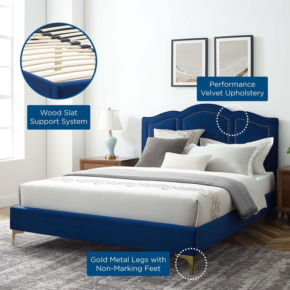 Emerson Performance Velvet King Platform Bed By Modway - MOD-6859 | Beds | Modishstore - 48