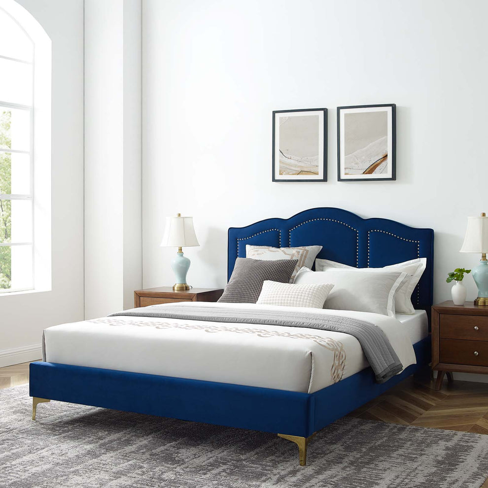 Emerson Performance Velvet King Platform Bed By Modway - MOD-6859 | Beds | Modishstore - 49