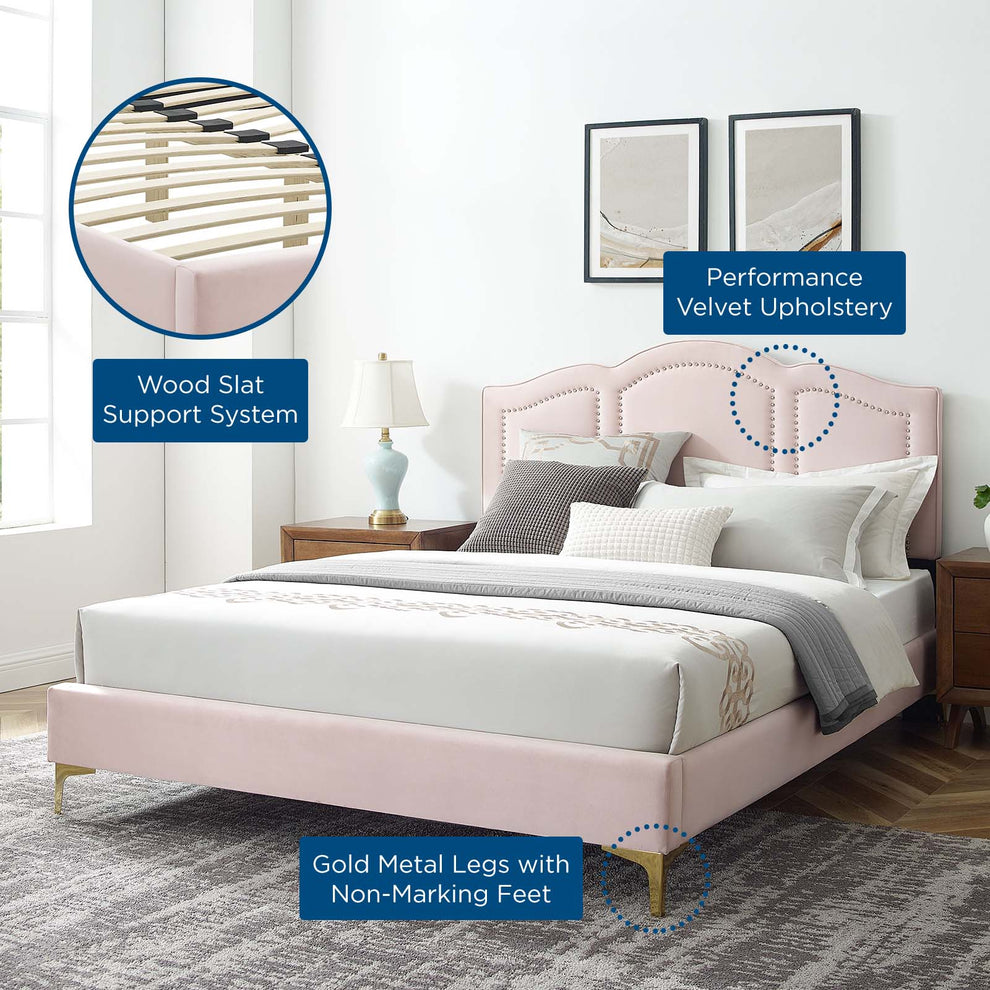 Emerson Performance Velvet King Platform Bed By Modway - MOD-6859 | Beds | Modishstore - 62