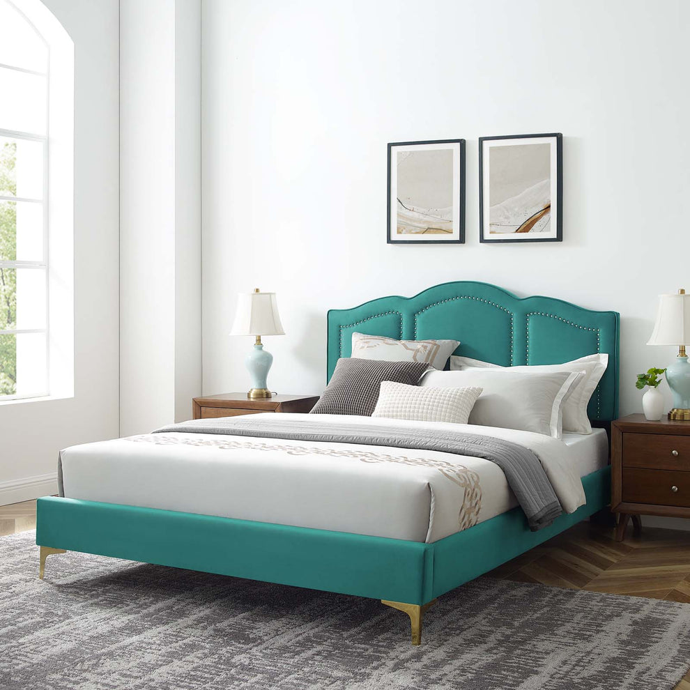 Emerson Performance Velvet King Platform Bed By Modway - MOD-6859 | Beds | Modishstore - 77