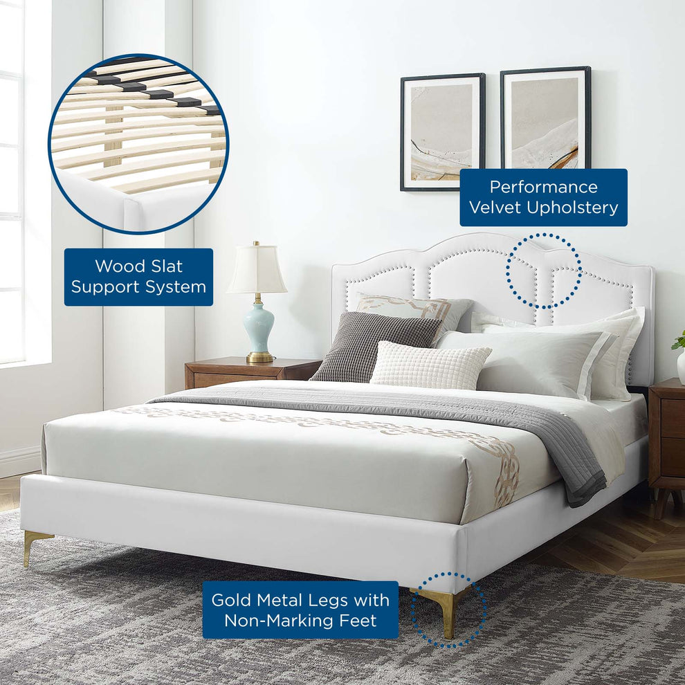Emerson Performance Velvet King Platform Bed By Modway - MOD-6859 | Beds | Modishstore - 90