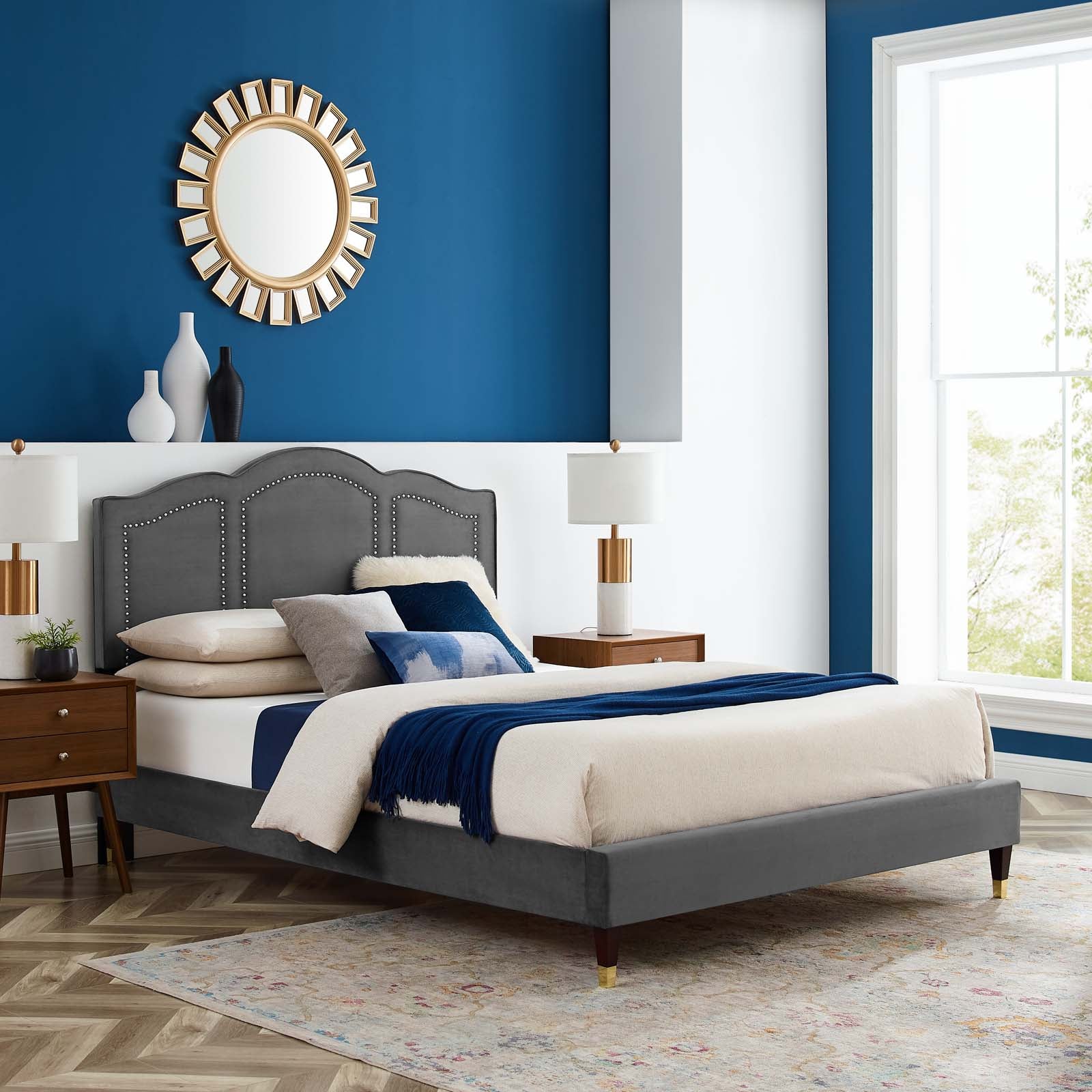 Emerson Performance Velvet King Platform Bed By Modway - MOD-6860 | Beds | Modishstore - 1