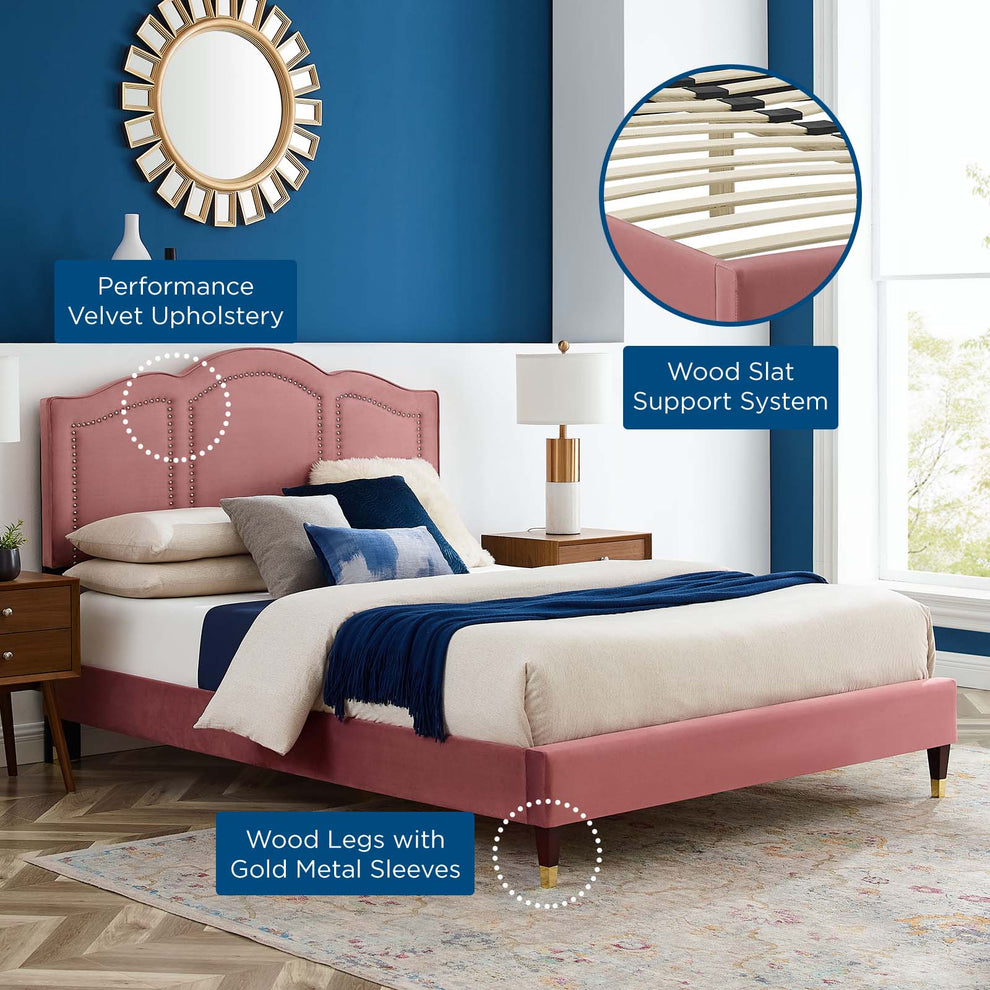 Emerson Performance Velvet King Platform Bed By Modway - MOD-6860 | Beds | Modishstore - 20