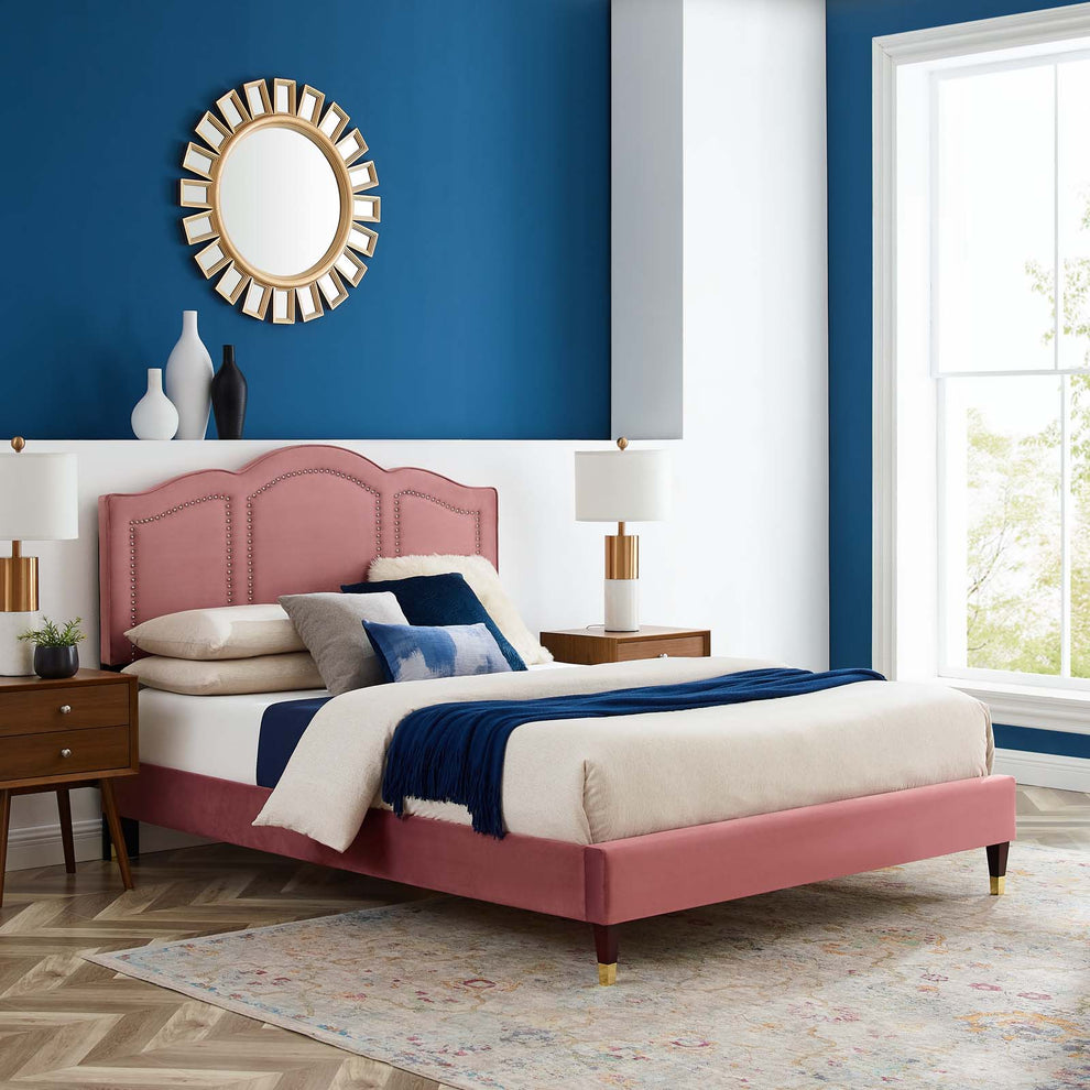 Emerson Performance Velvet King Platform Bed By Modway - MOD-6860 | Beds | Modishstore - 21
