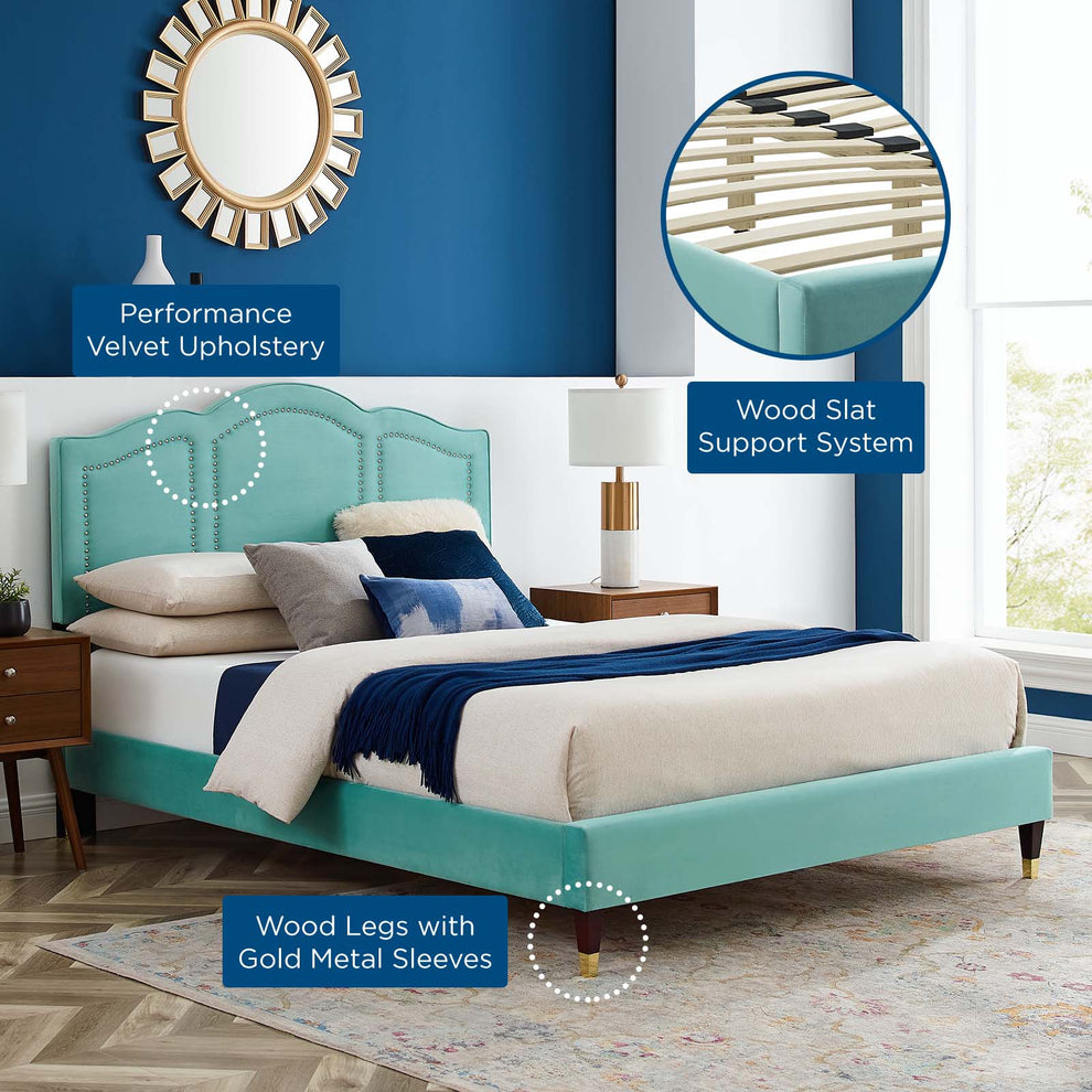 Emerson Performance Velvet King Platform Bed By Modway - MOD-6860 | Beds | Modishstore - 34