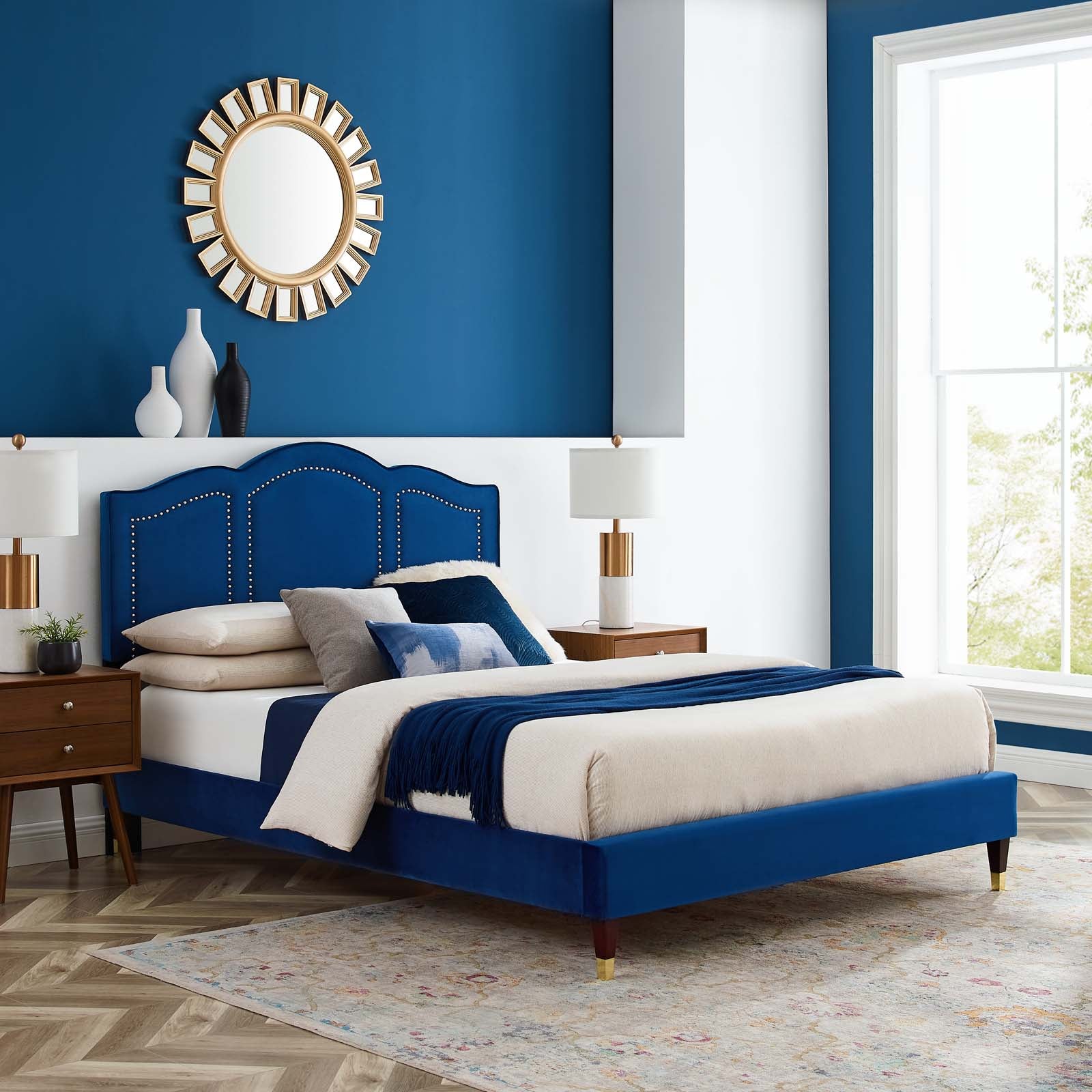 Emerson Performance Velvet King Platform Bed By Modway - MOD-6860 | Beds | Modishstore - 49