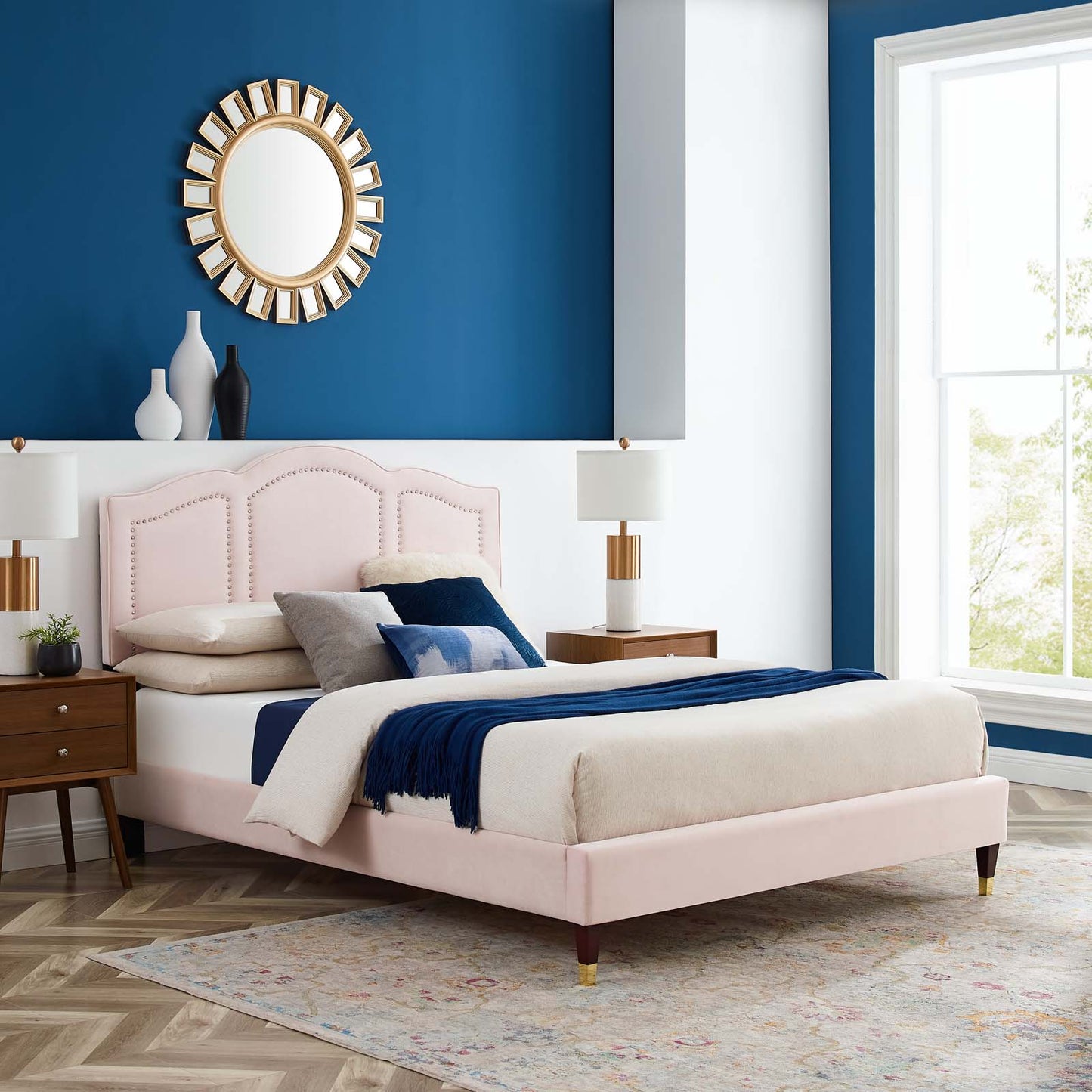 Emerson Performance Velvet King Platform Bed By Modway - MOD-6860 | Beds | Modishstore - 63