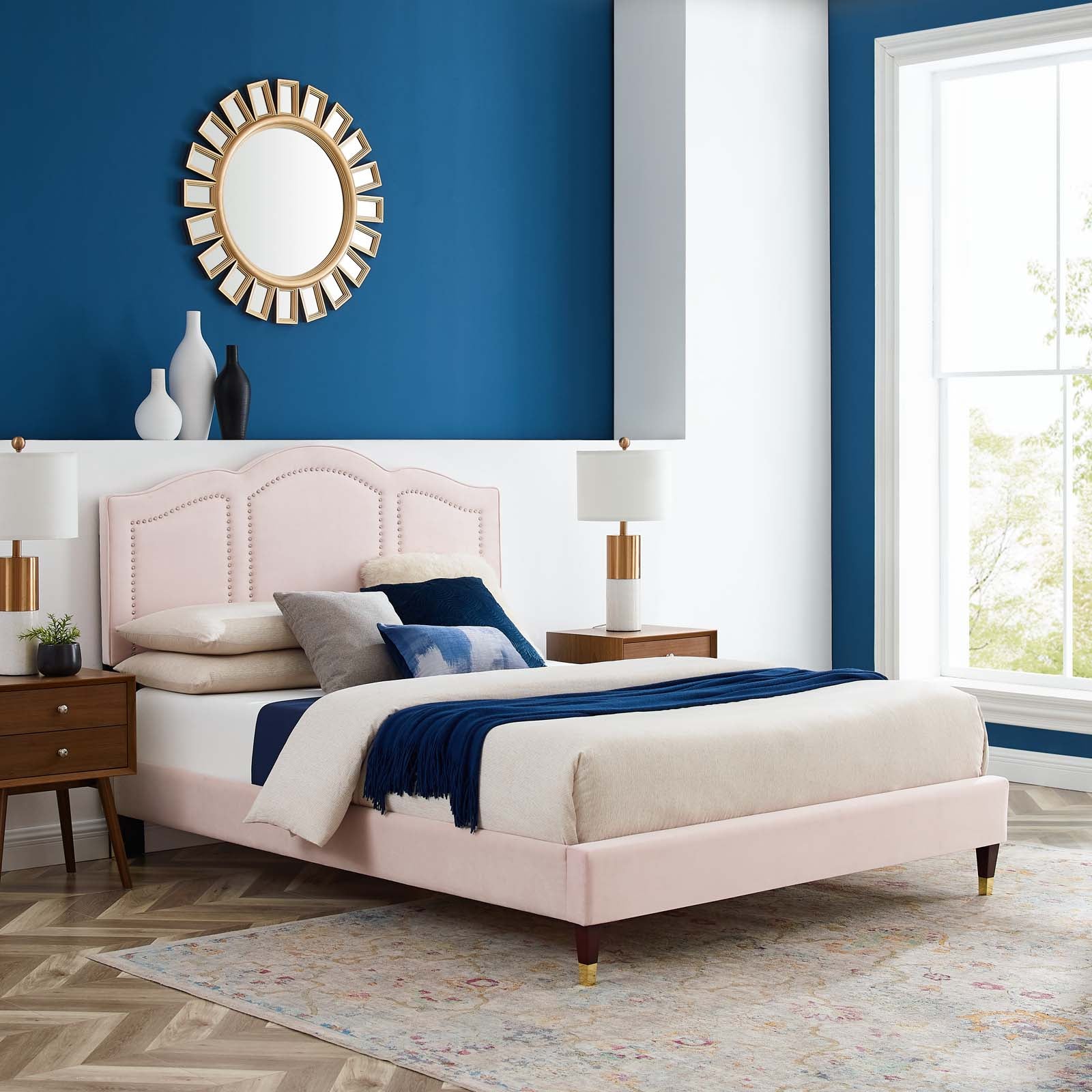 Emerson Performance Velvet King Platform Bed By Modway - MOD-6860 | Beds | Modishstore - 63