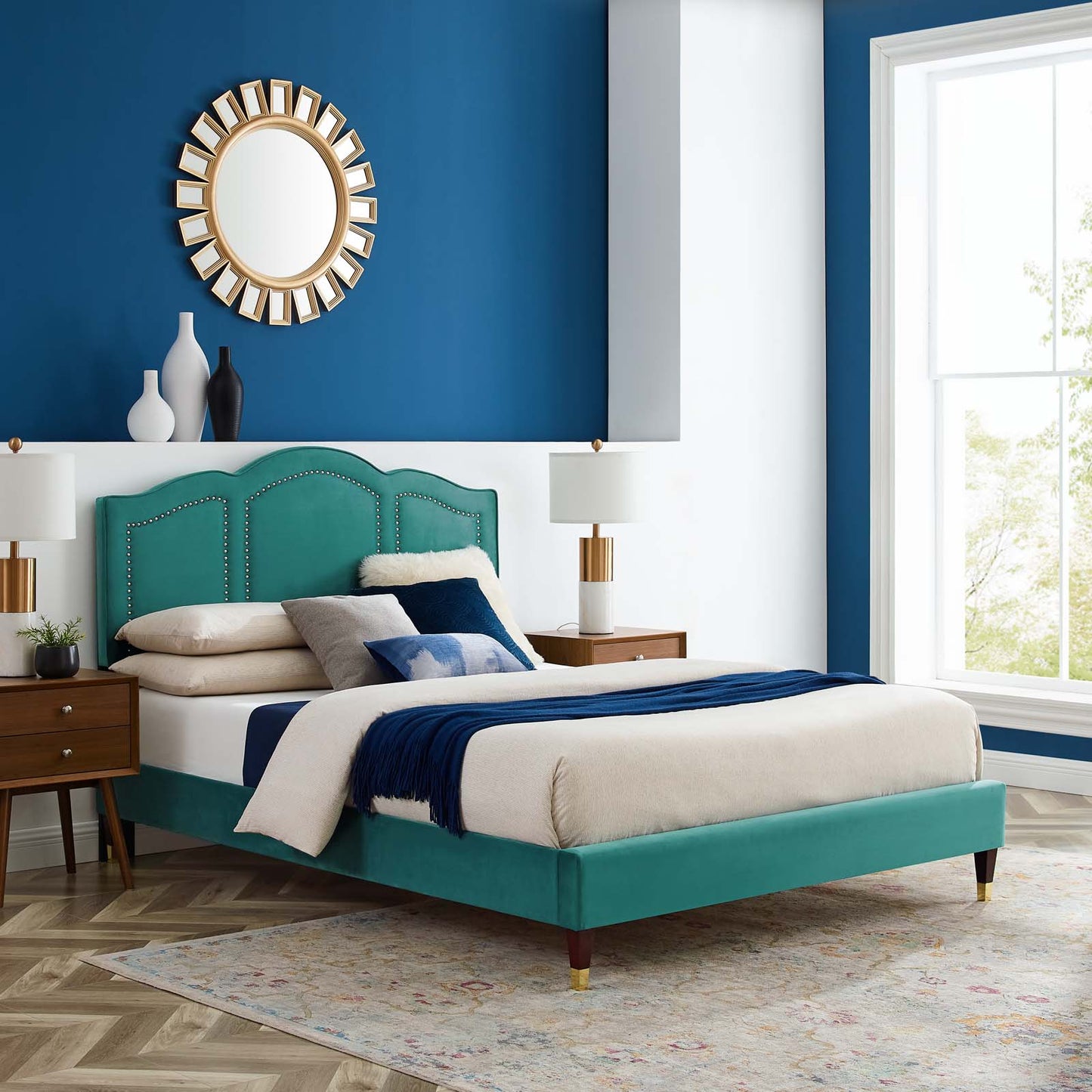 Emerson Performance Velvet King Platform Bed By Modway - MOD-6860 | Beds | Modishstore - 77