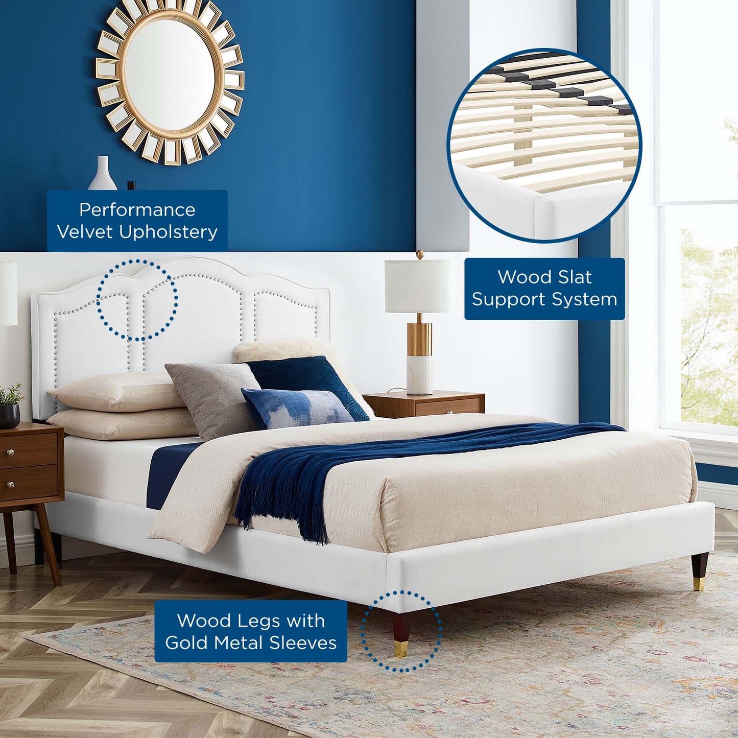 Emerson Performance Velvet King Platform Bed By Modway - MOD-6860 | Beds | Modishstore - 89