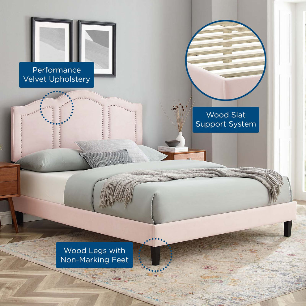 Emerson Performance Velvet King Platform Bed By Modway - MOD-6861 | Beds | Modishstore - 69