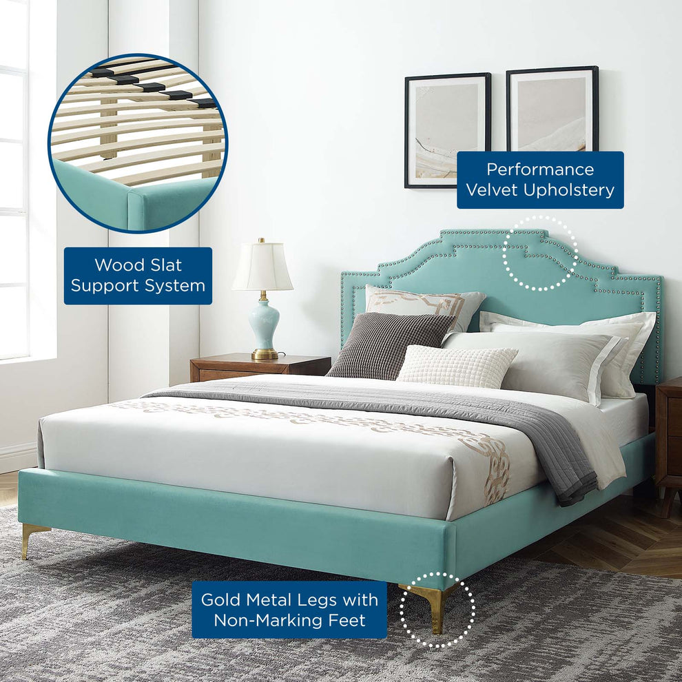 Adelaide Performance Velvet King Platform Bed By Modway - MOD-6862 | Beds | Modishstore - 48