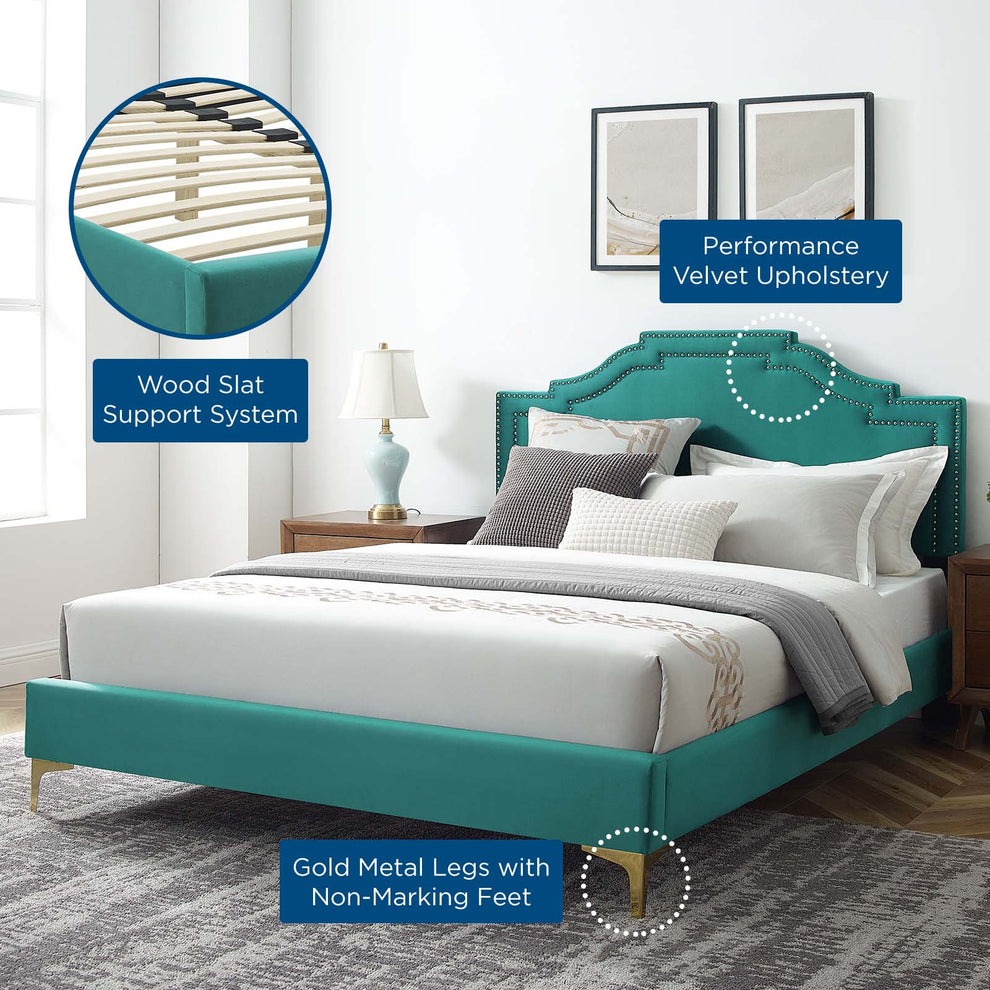 Adelaide Performance Velvet King Platform Bed By Modway - MOD-6862 | Beds | Modishstore - 90