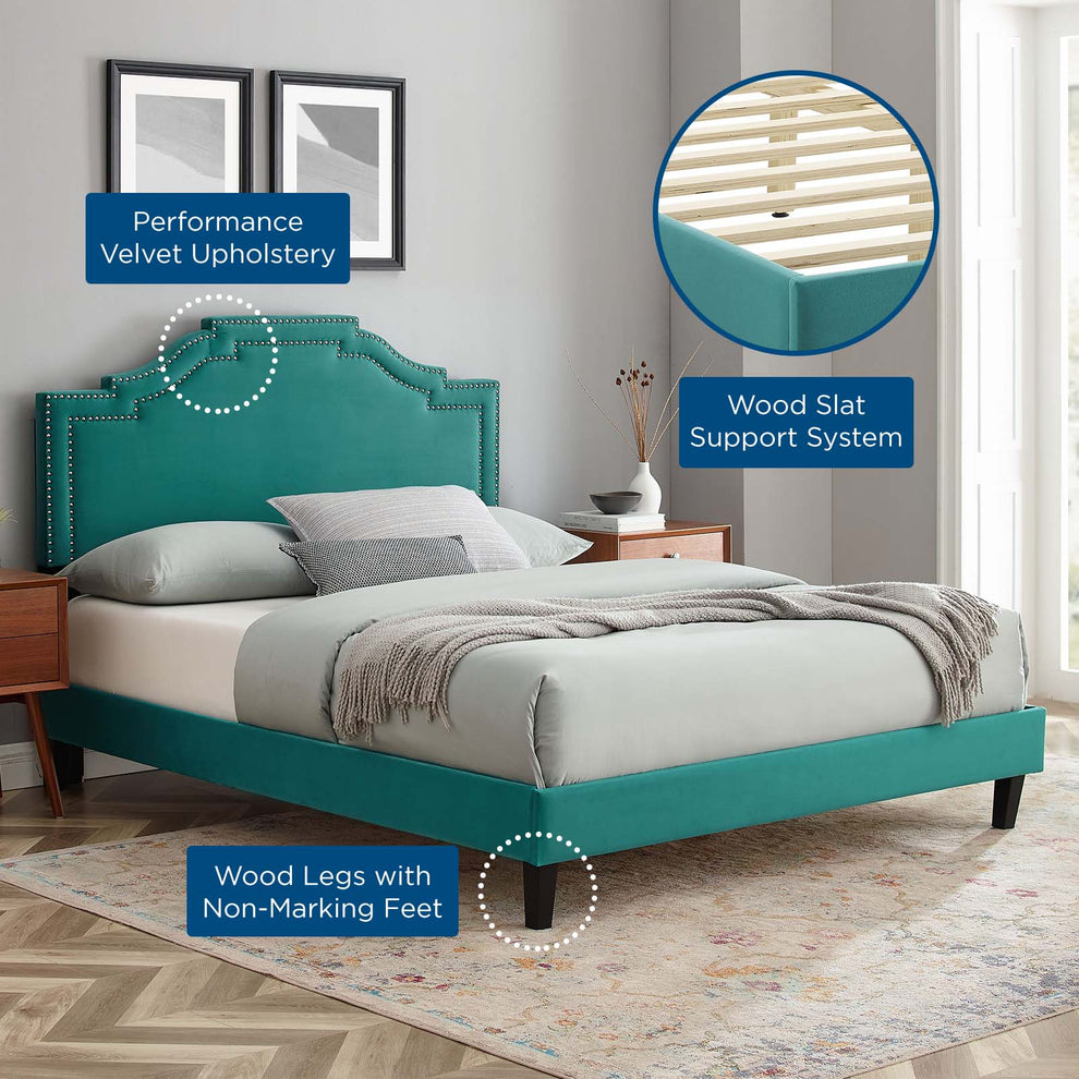 Adelaide Performance Velvet King Platform Bed By Modway - MOD-6864 | Beds | Modishstore - 83