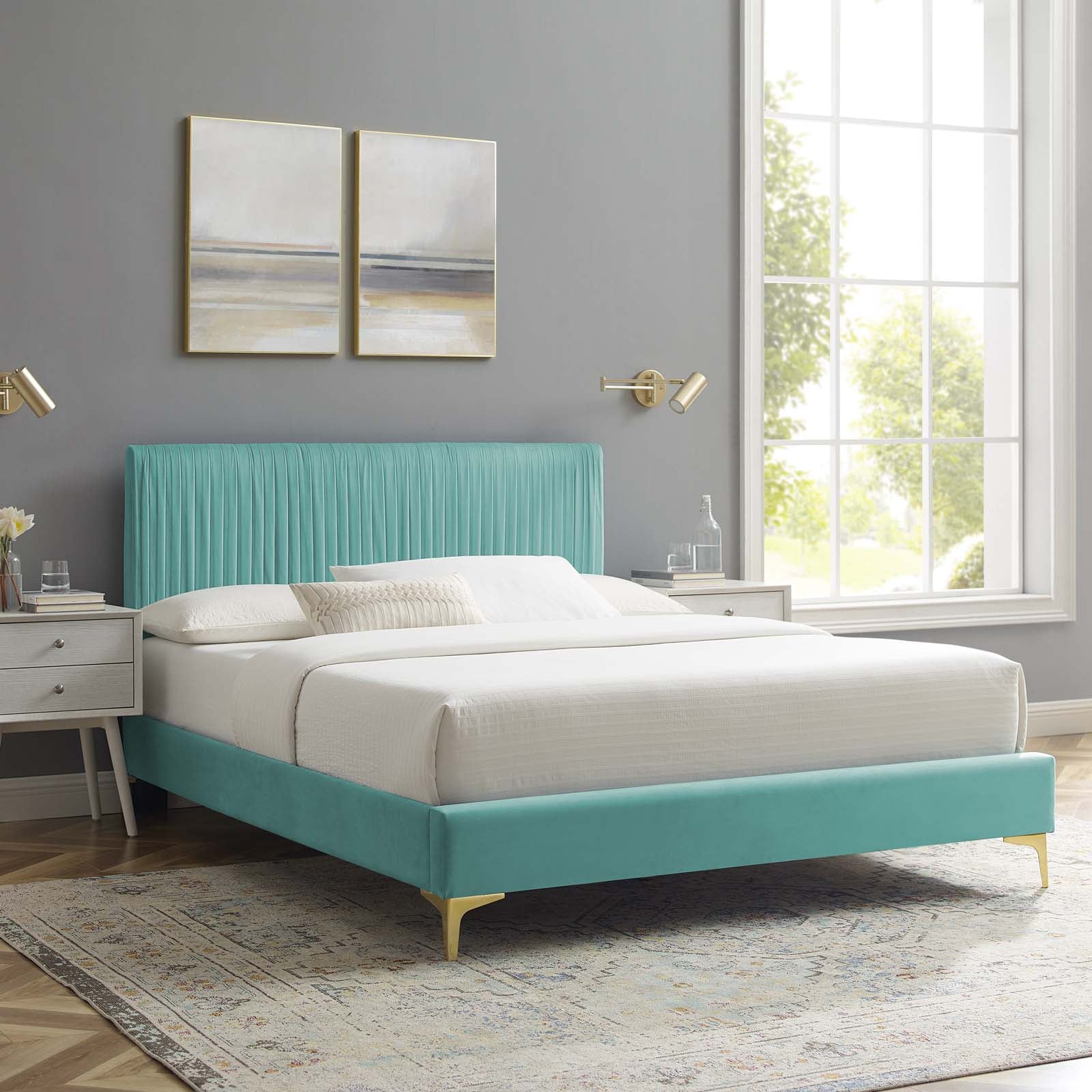 Modway Peyton Performance Velvet Twin Platform Bed - MOD-6865 | Beds | Modishstore - 62