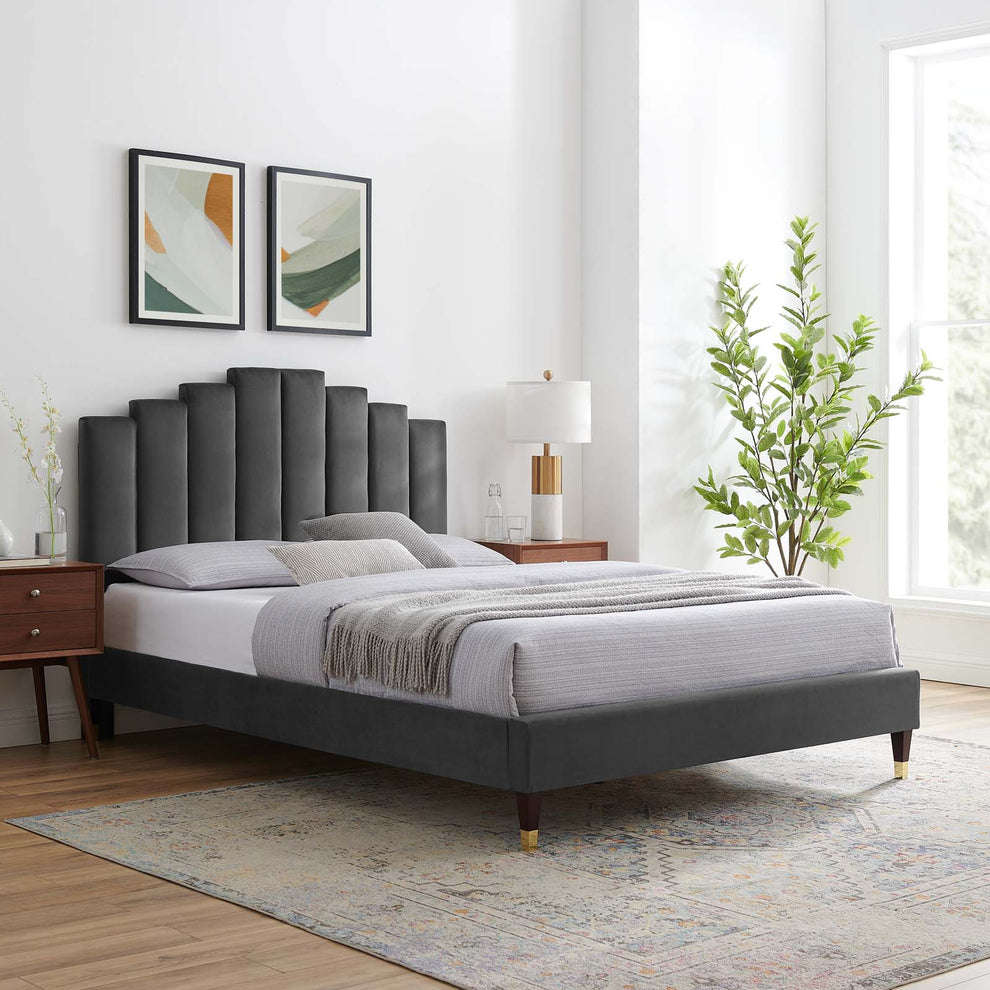 Elise Twin Performance Velvet Platform Bed By Modway - MOD-6873 | Beds | Modishstore - 1