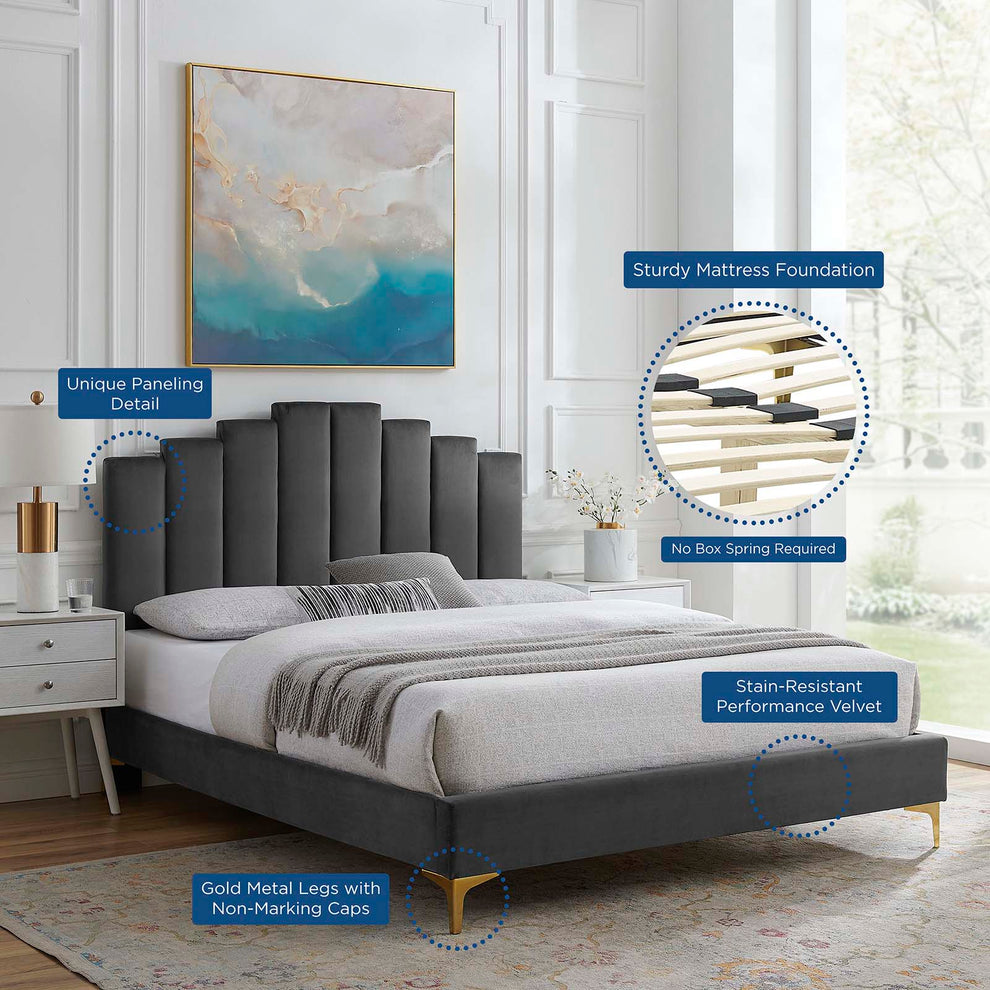 Elise Full Performance Velvet Platform Bed By Modway - MOD-6880 | Beds | Modishstore - 7