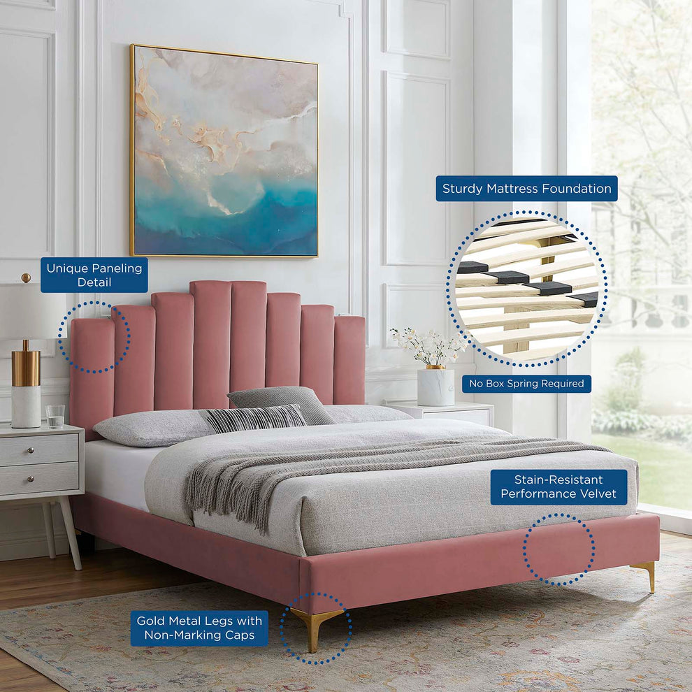 Elise Full Performance Velvet Platform Bed By Modway - MOD-6880 | Beds | Modishstore - 20