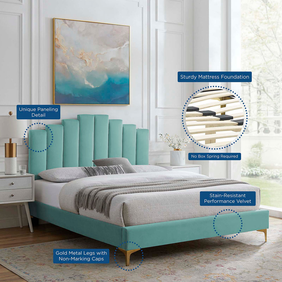 Elise Full Performance Velvet Platform Bed By Modway - MOD-6880 | Beds | Modishstore - 46