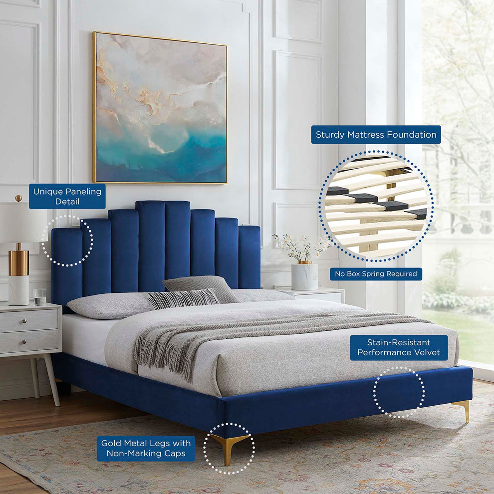 Elise Full Performance Velvet Platform Bed By Modway - MOD-6880 | Beds | Modishstore - 59