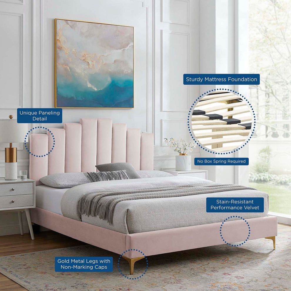 Elise Full Performance Velvet Platform Bed By Modway - MOD-6880 | Beds | Modishstore - 72