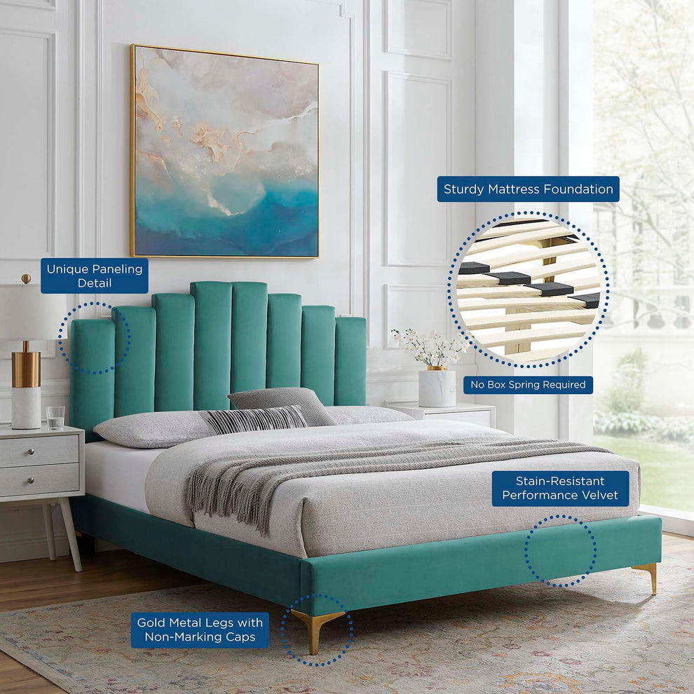 Elise Full Performance Velvet Platform Bed By Modway - MOD-6880 | Beds | Modishstore - 85