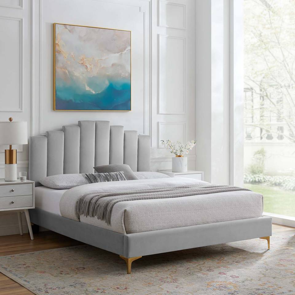 Modway Elise King Performance Velvet Platform Bed - MOD-6881 | Beds | Modishstore - 9