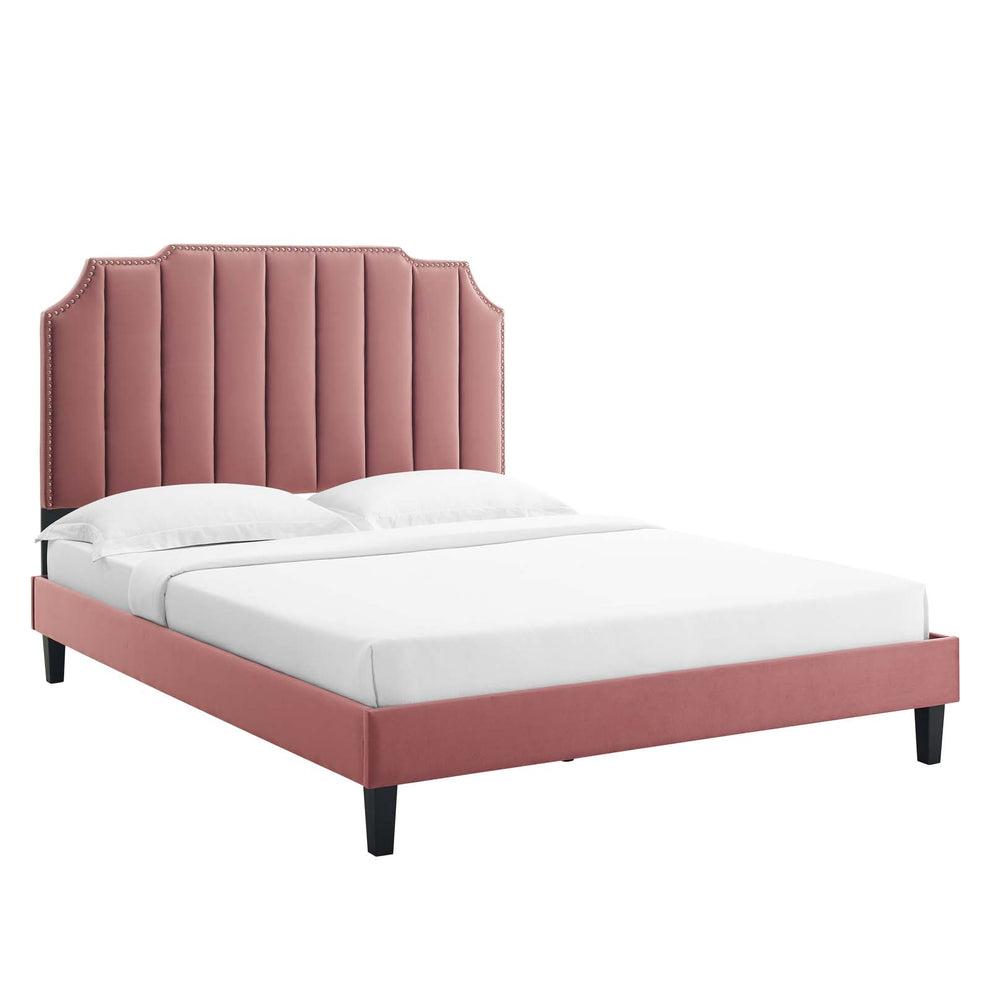 Colette Twin Performance Velvet Platform Bed By Modway - MOD-6884 | Beds | Modishstore - 17