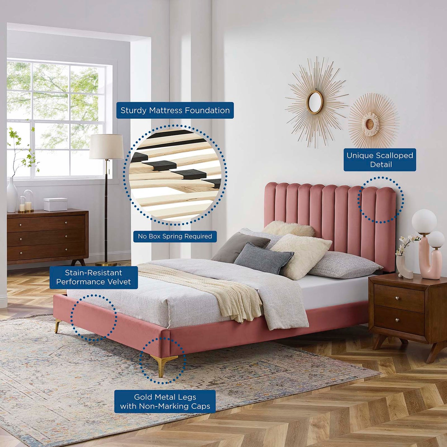 Reagan Twin Performance Velvet Platform Bed By Modway - MOD-6885 | Beds | Modishstore - 25