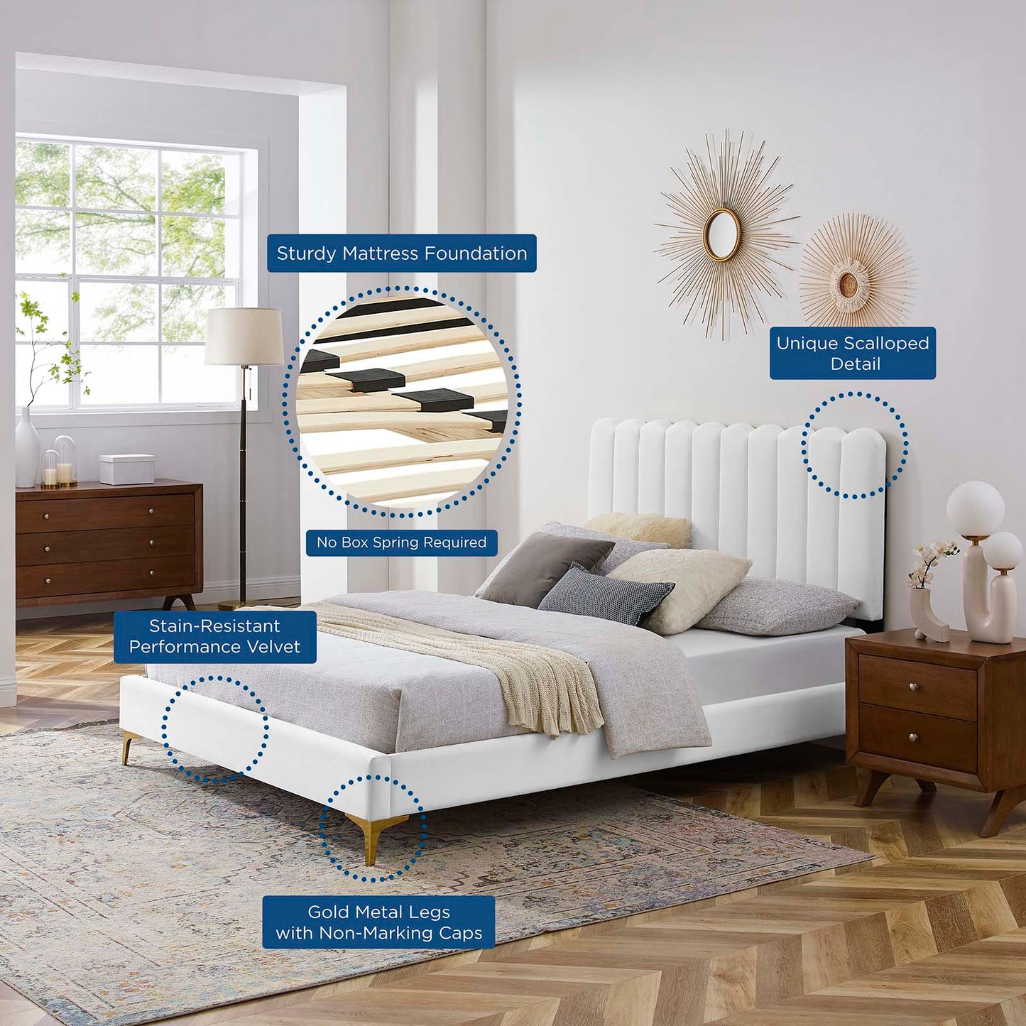 Reagan Twin Performance Velvet Platform Bed By Modway - MOD-6885 | Beds | Modishstore - 121