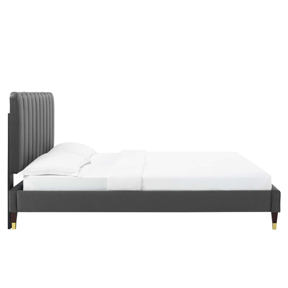 Reagan Twin Performance Velvet Platform Bed By Modway - MOD-6886 | Beds | Modishstore - 11