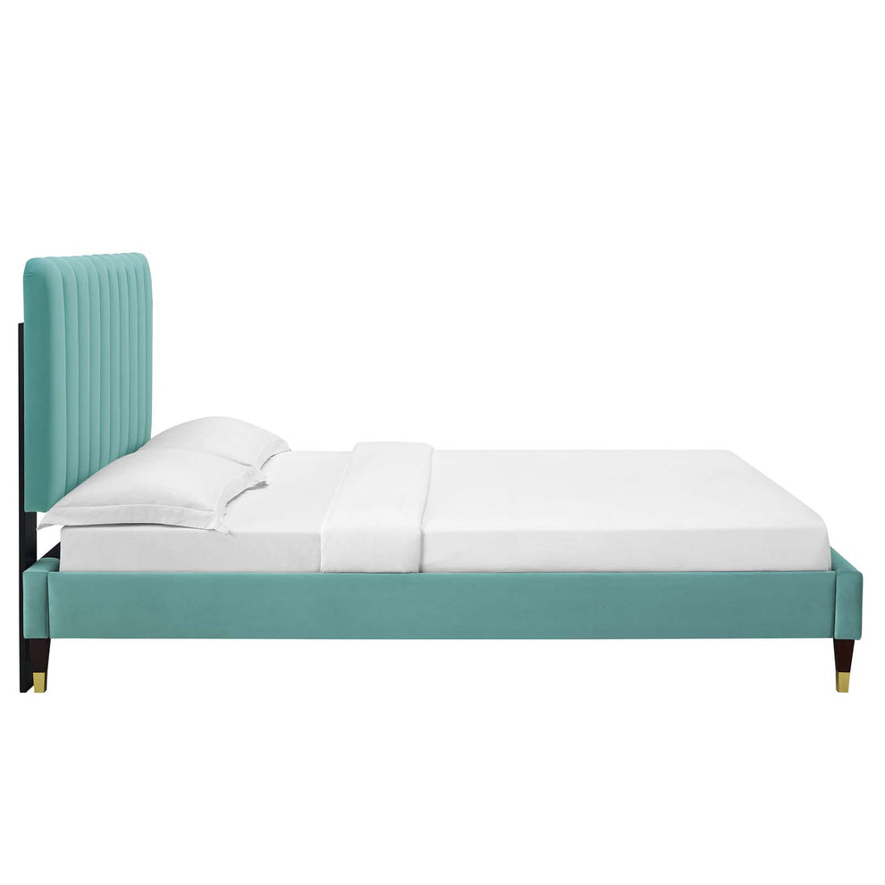 Reagan Twin Performance Velvet Platform Bed By Modway - MOD-6886 | Beds | Modishstore - 59