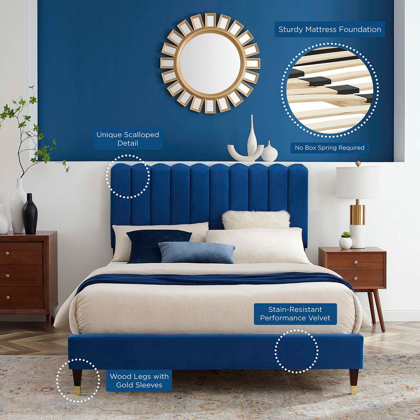 Reagan Twin Performance Velvet Platform Bed By Modway - MOD-6886 | Beds | Modishstore - 73