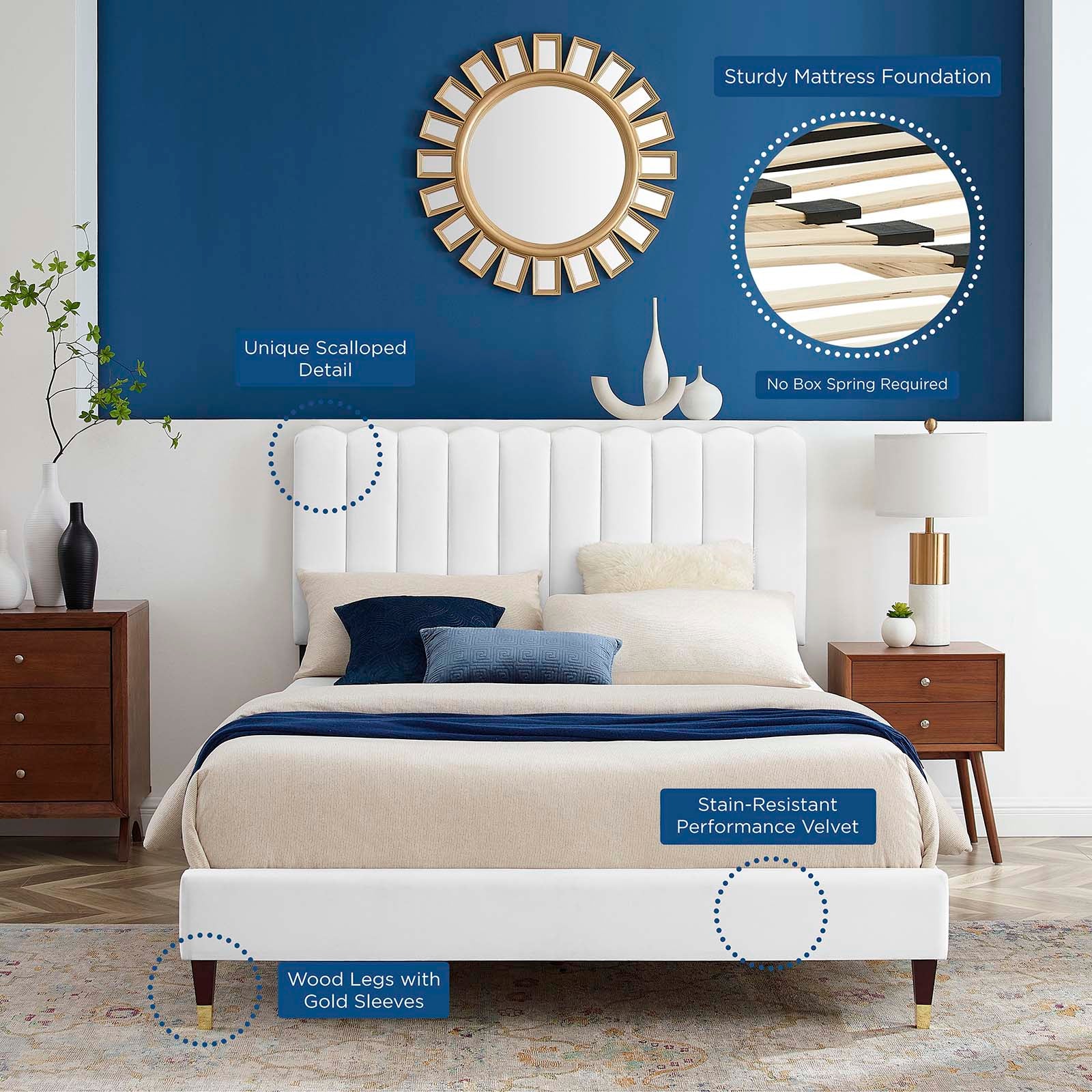 Reagan Twin Performance Velvet Platform Bed By Modway - MOD-6886 | Beds | Modishstore - 121