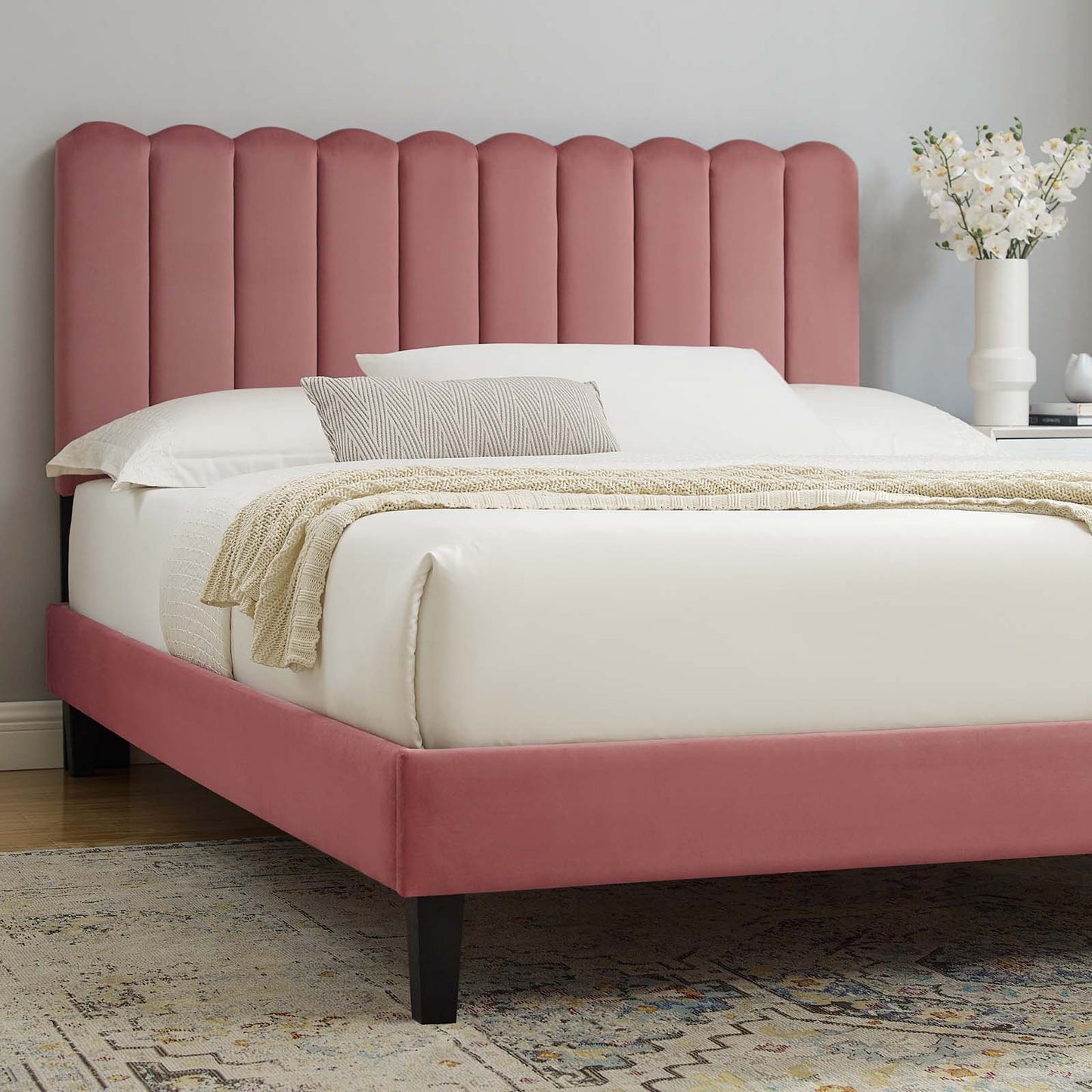 Reagan Twin Performance Velvet Platform Bed By Modway - MOD-6887 | Beds | Modishstore - 24