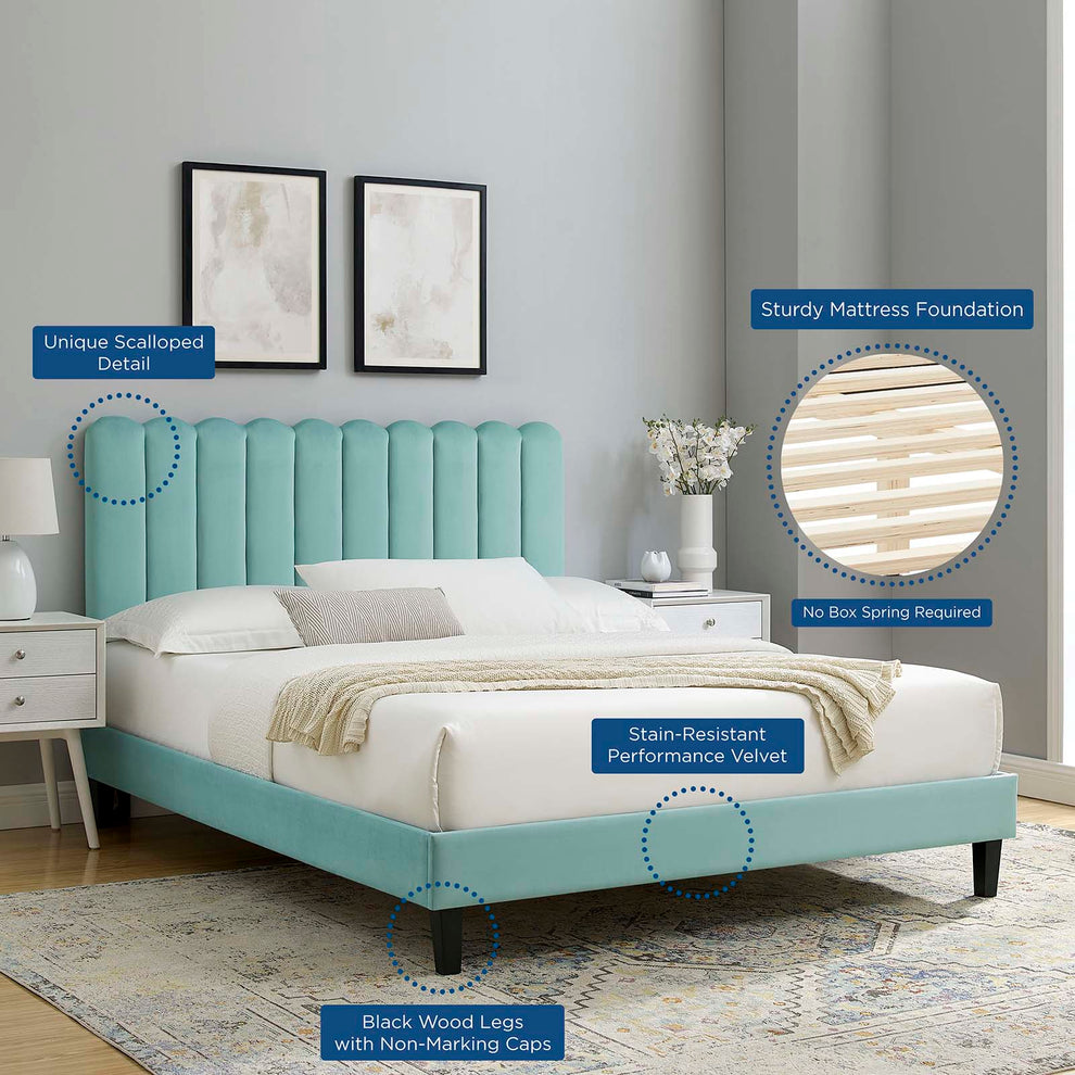 Reagan Twin Performance Velvet Platform Bed By Modway - MOD-6887 | Beds | Modishstore - 57