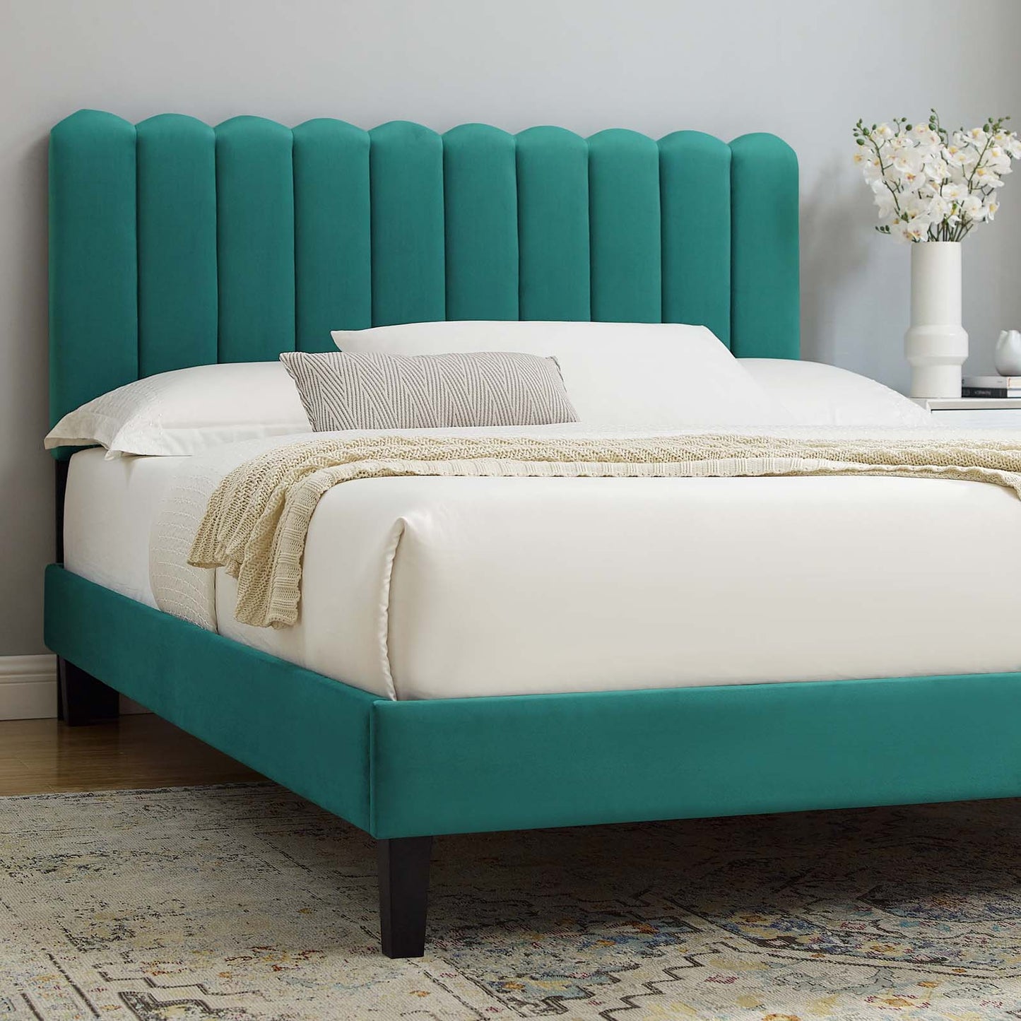 Reagan Twin Performance Velvet Platform Bed By Modway - MOD-6887 | Beds | Modishstore - 104