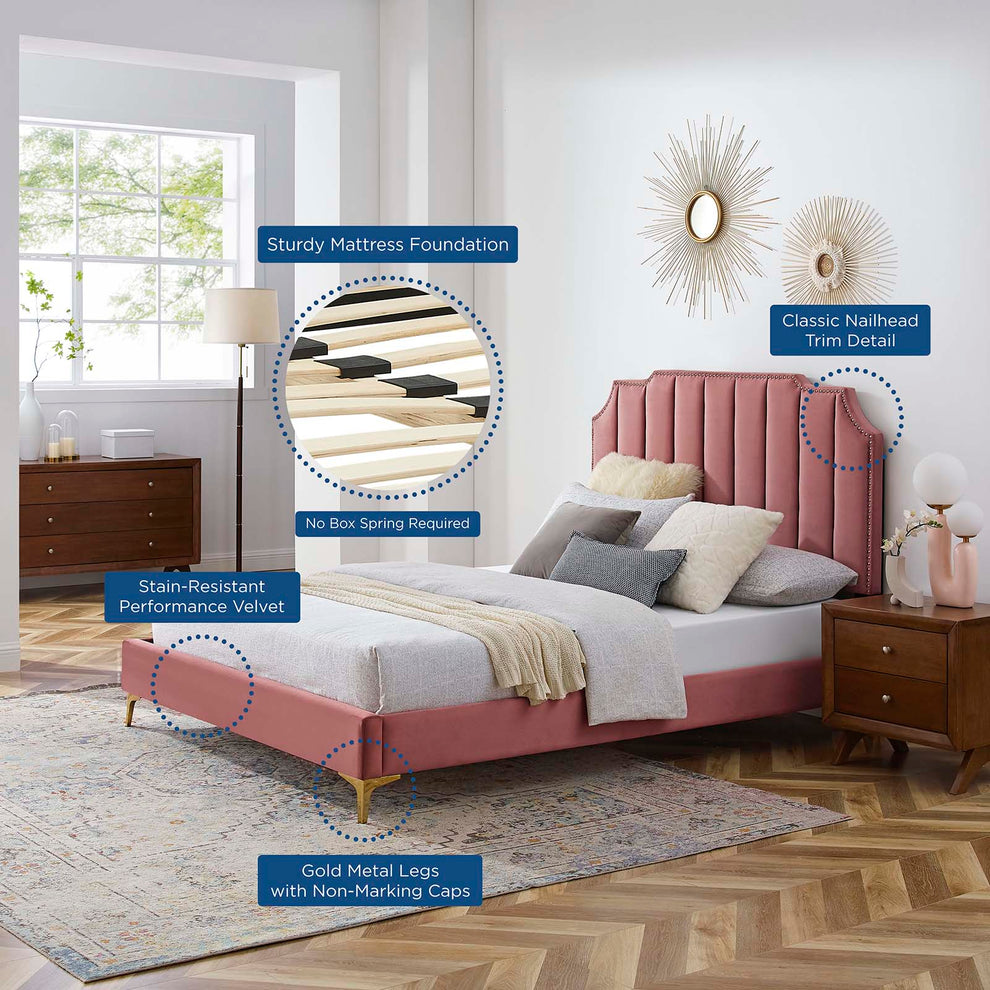 Colette Full Performance Velvet Platform Bed By Modway - MOD-6888 | Beds | Modishstore - 25