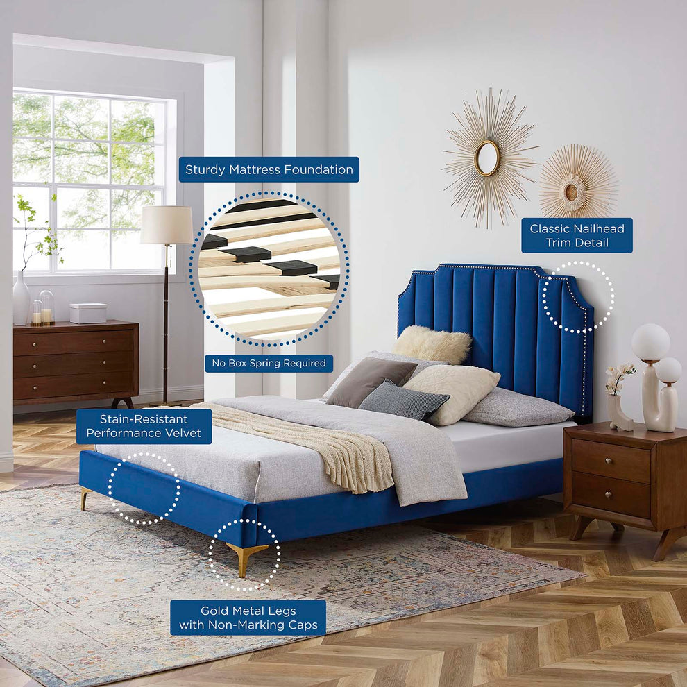 Colette Full Performance Velvet Platform Bed By Modway - MOD-6888 | Beds | Modishstore - 73
