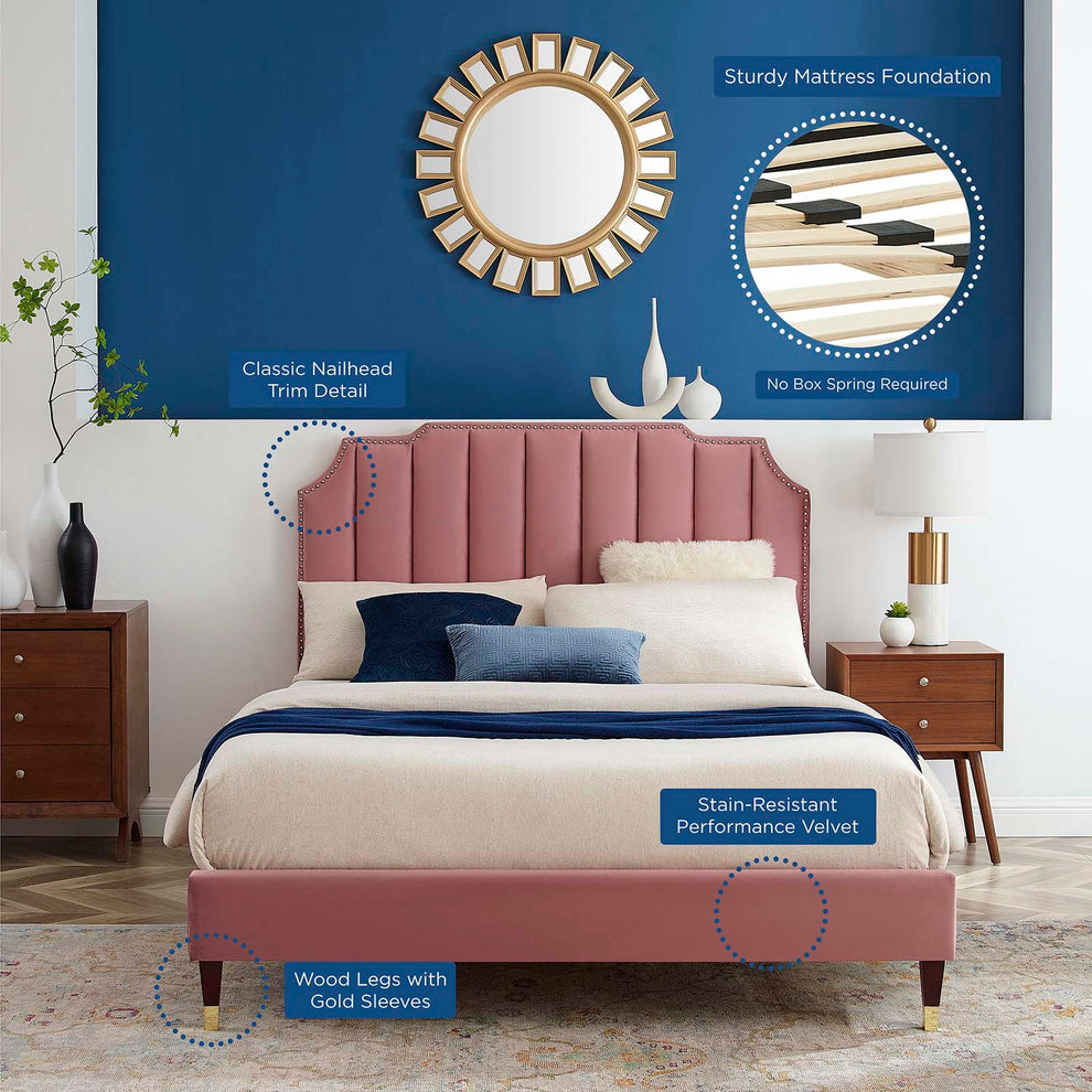 Colette Full Performance Velvet Platform Bed By Modway - MOD-6889 | Beds | Modishstore - 25
