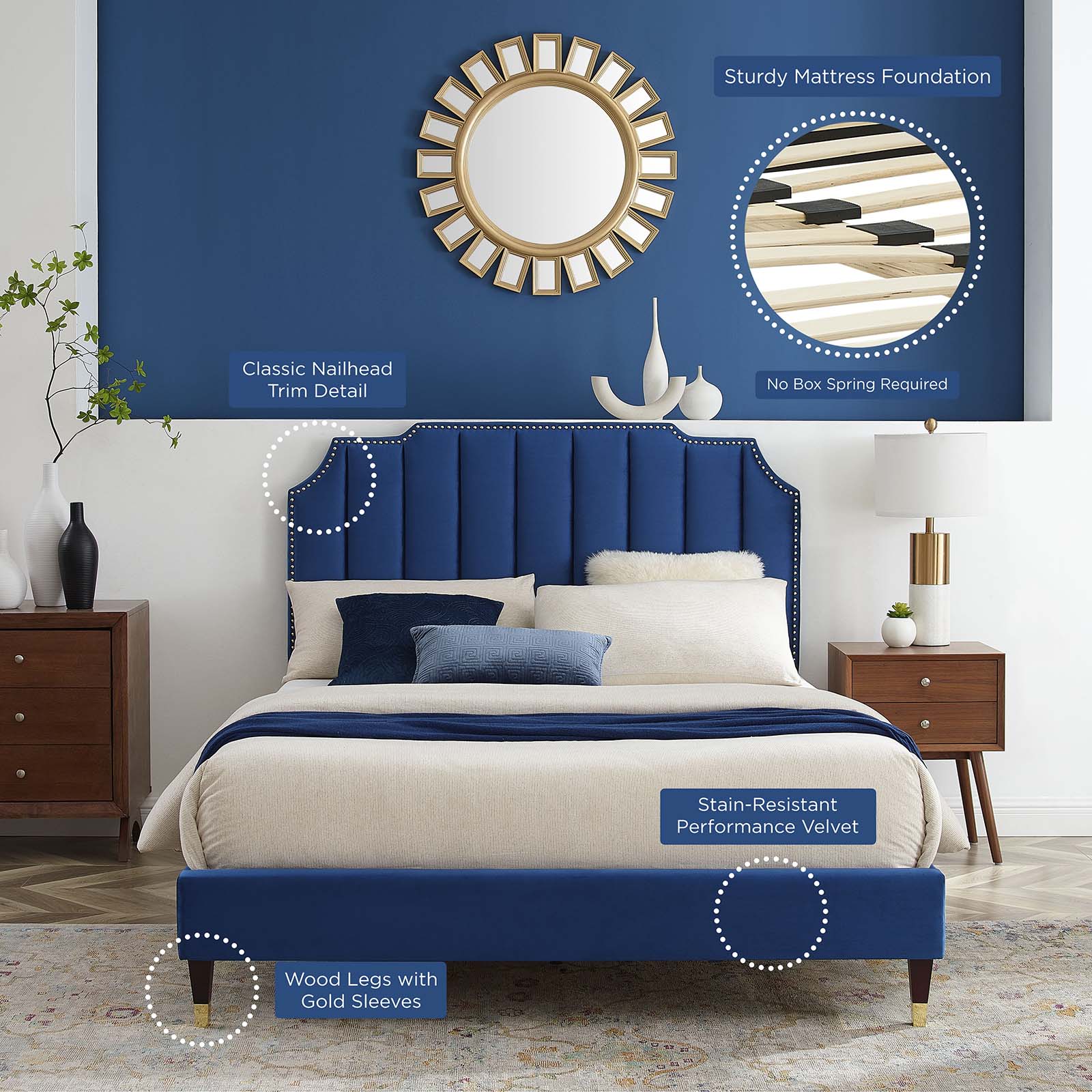 Colette Full Performance Velvet Platform Bed By Modway - MOD-6889 | Beds | Modishstore - 73