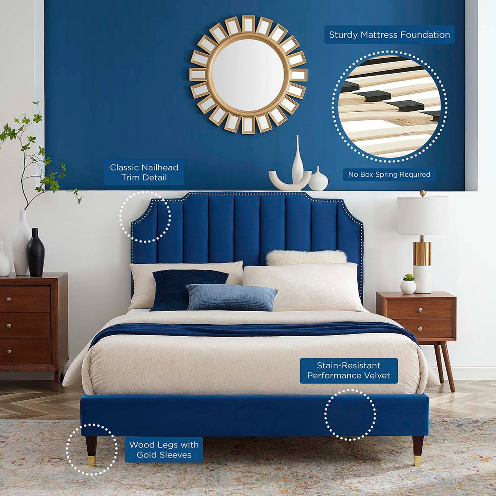 Colette Full Performance Velvet Platform Bed By Modway - MOD-6889 | Beds | Modishstore - 73