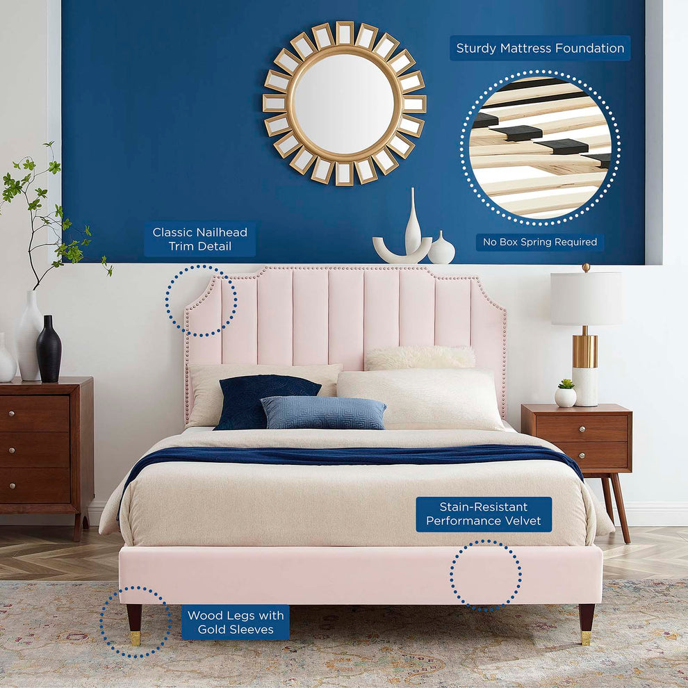 Colette Full Performance Velvet Platform Bed By Modway - MOD-6889 | Beds | Modishstore - 89
