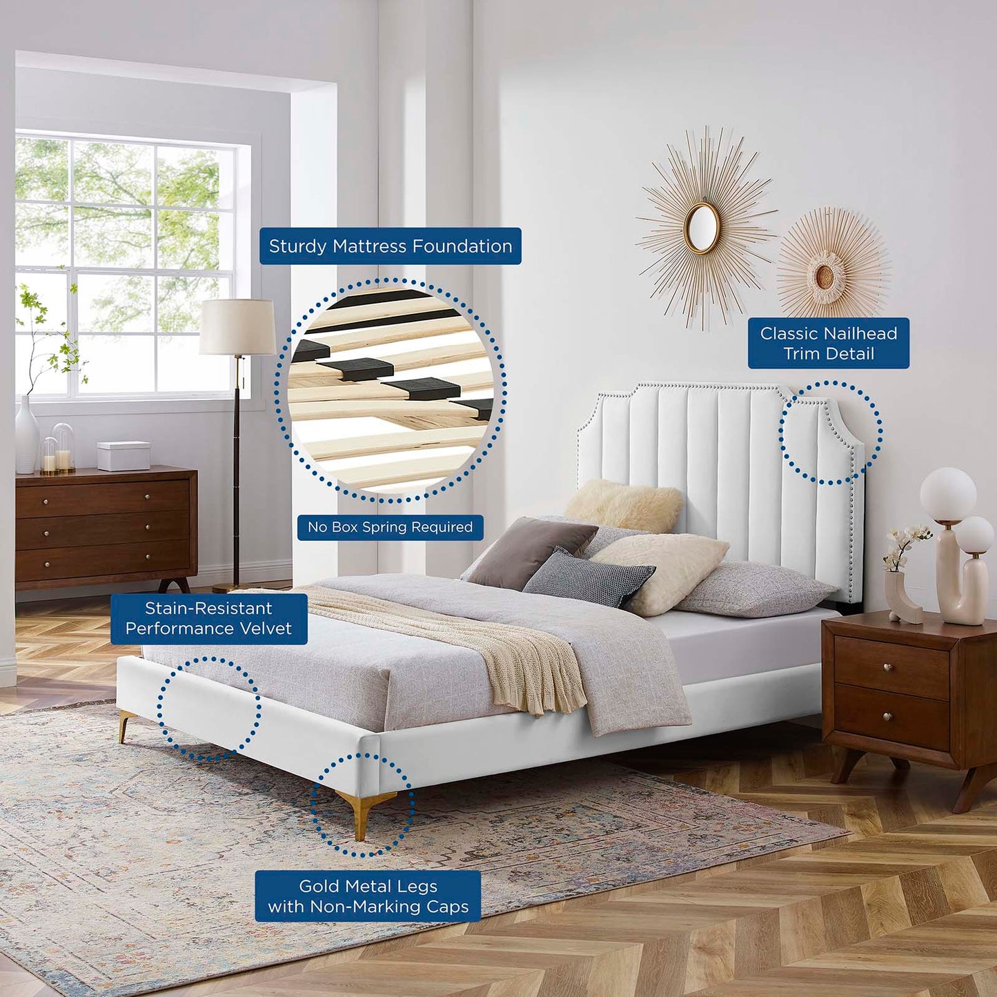 Colette King Performance Velvet Platform Bed By Modway - MOD-6894 | Beds | Modishstore - 121