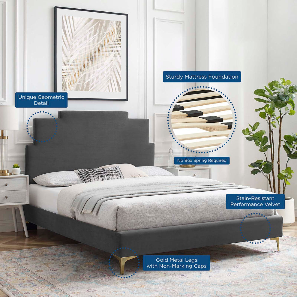 Lindsey Performance Velvet Twin Platform Bed By Modway - MOD-6895 | Beds | Modishstore - 3