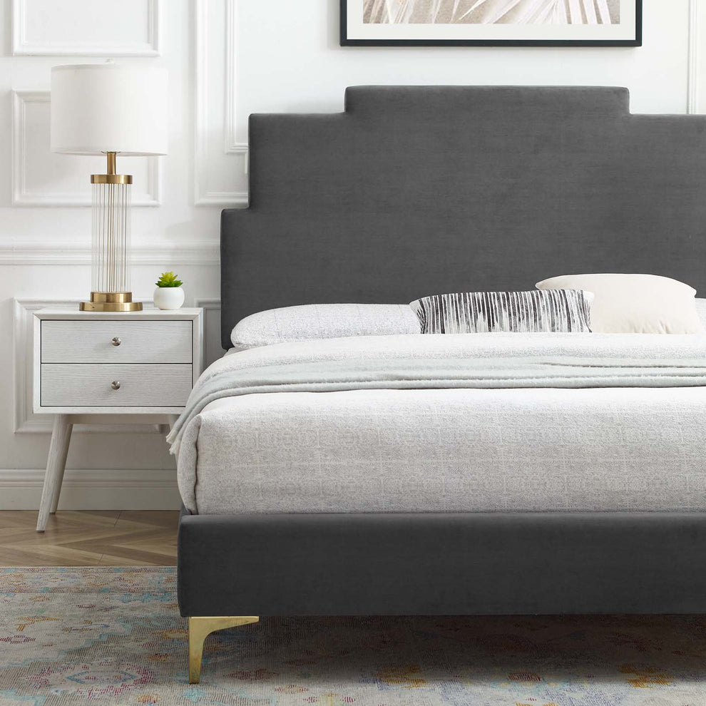 Lindsey Performance Velvet Twin Platform Bed By Modway - MOD-6895 | Beds | Modishstore - 4