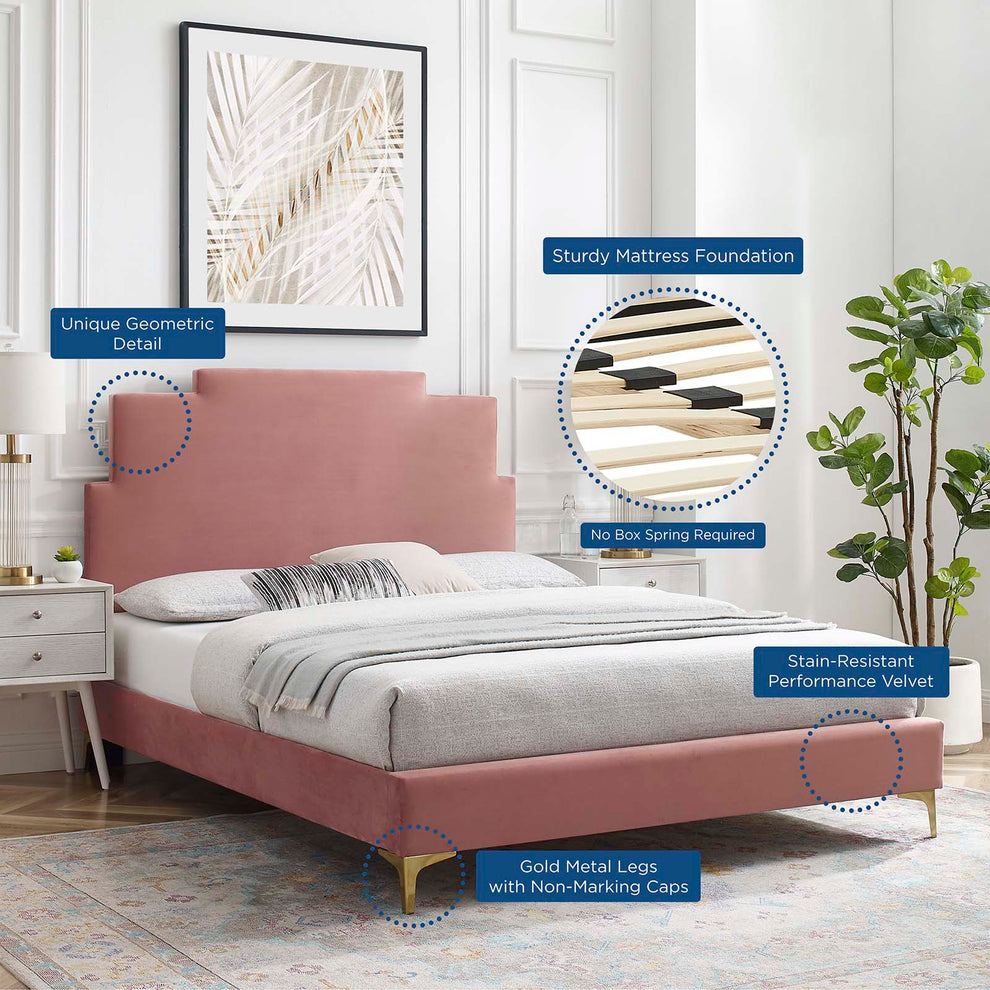 Lindsey Performance Velvet Twin Platform Bed By Modway - MOD-6895 | Beds | Modishstore - 13