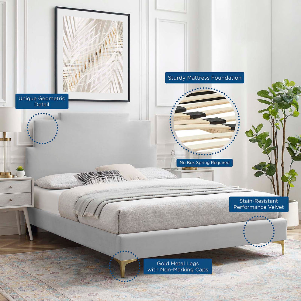 Lindsey Performance Velvet Twin Platform Bed By Modway - MOD-6895 | Beds | Modishstore - 24