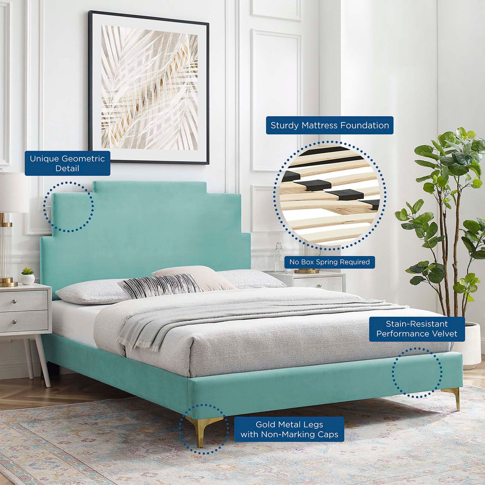 Lindsey Performance Velvet Twin Platform Bed By Modway - MOD-6895 | Beds | Modishstore - 35