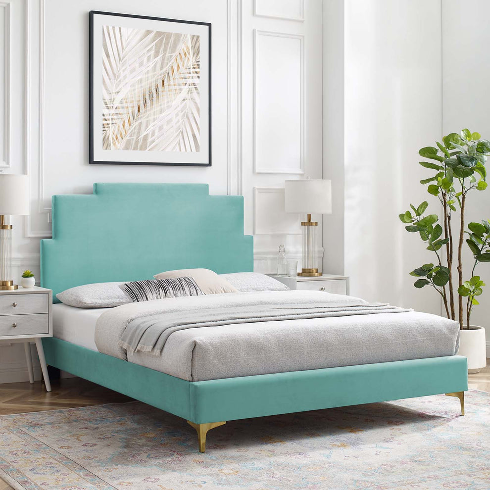 Lindsey Performance Velvet Twin Platform Bed By Modway - MOD-6895 | Beds | Modishstore - 37